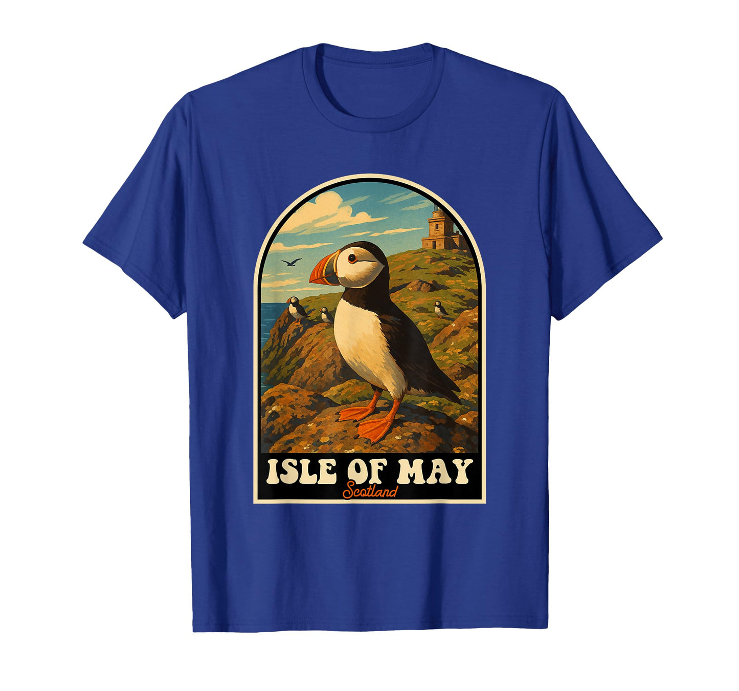 Isle of May Scotland Puffin Coastal Wildlife Art T-Shirt