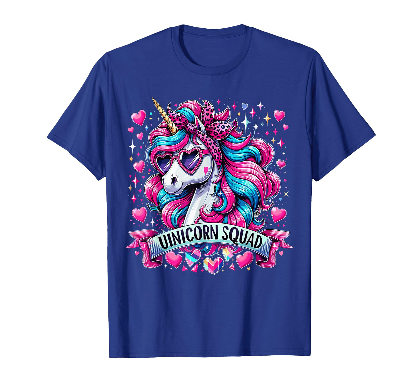 Unicorn Squad Unicorn with leopard Bandana T-Shirt