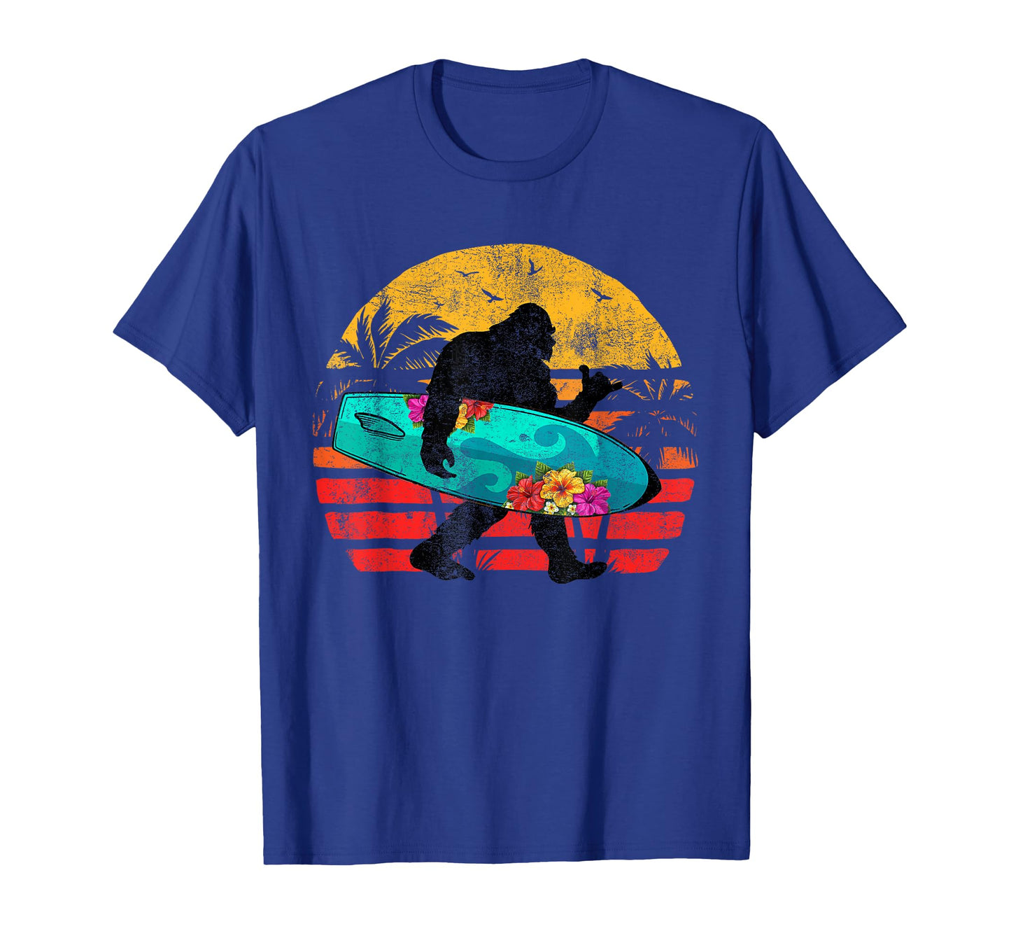 Funny Shaka Aloha Bigfoot Surfing Retro Hawaii Surfer Lover T-Shirt