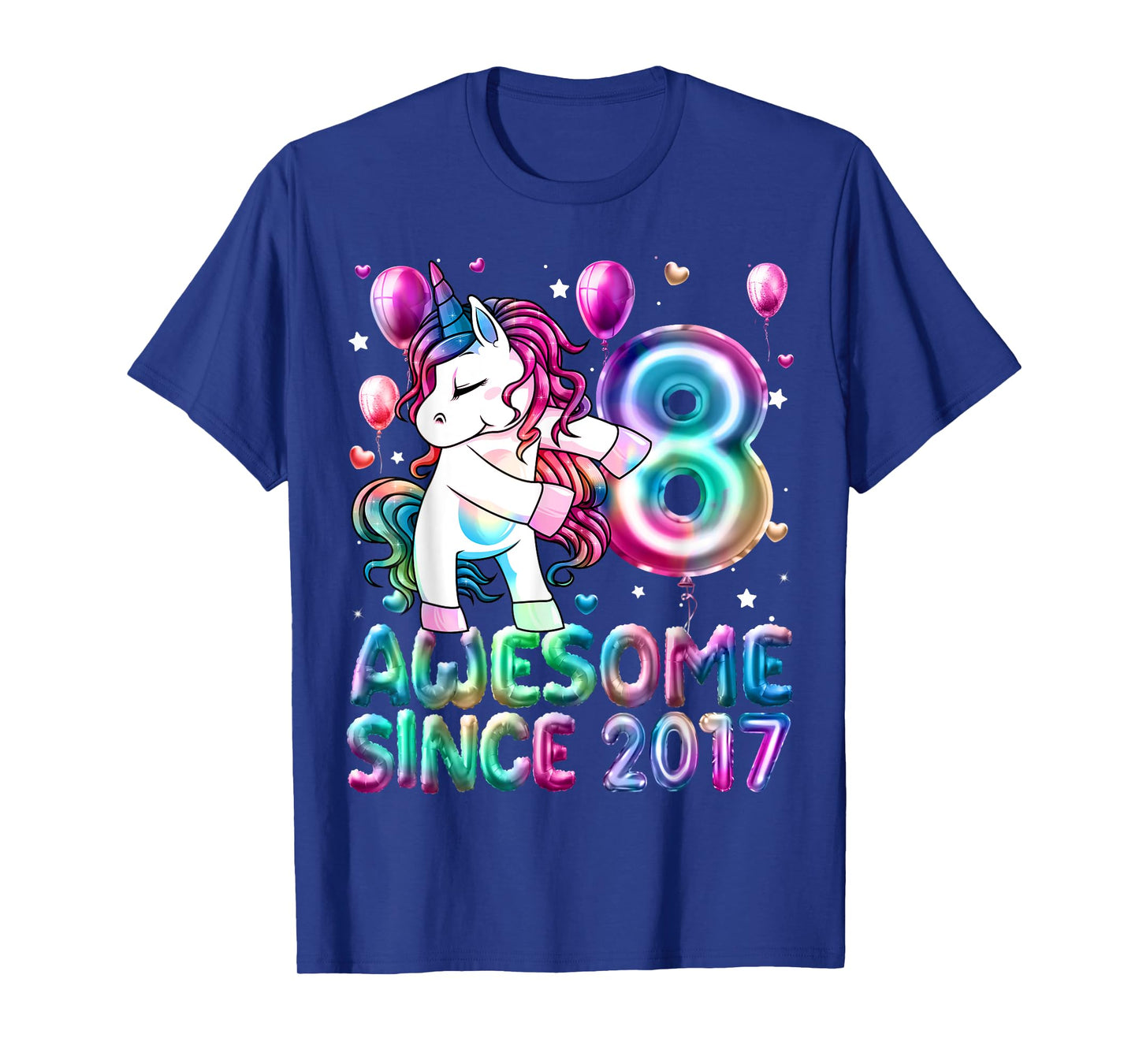 Flossing Unicorn 8 Year Old 8th Birthday Girl Unicorn Party T-Shirt