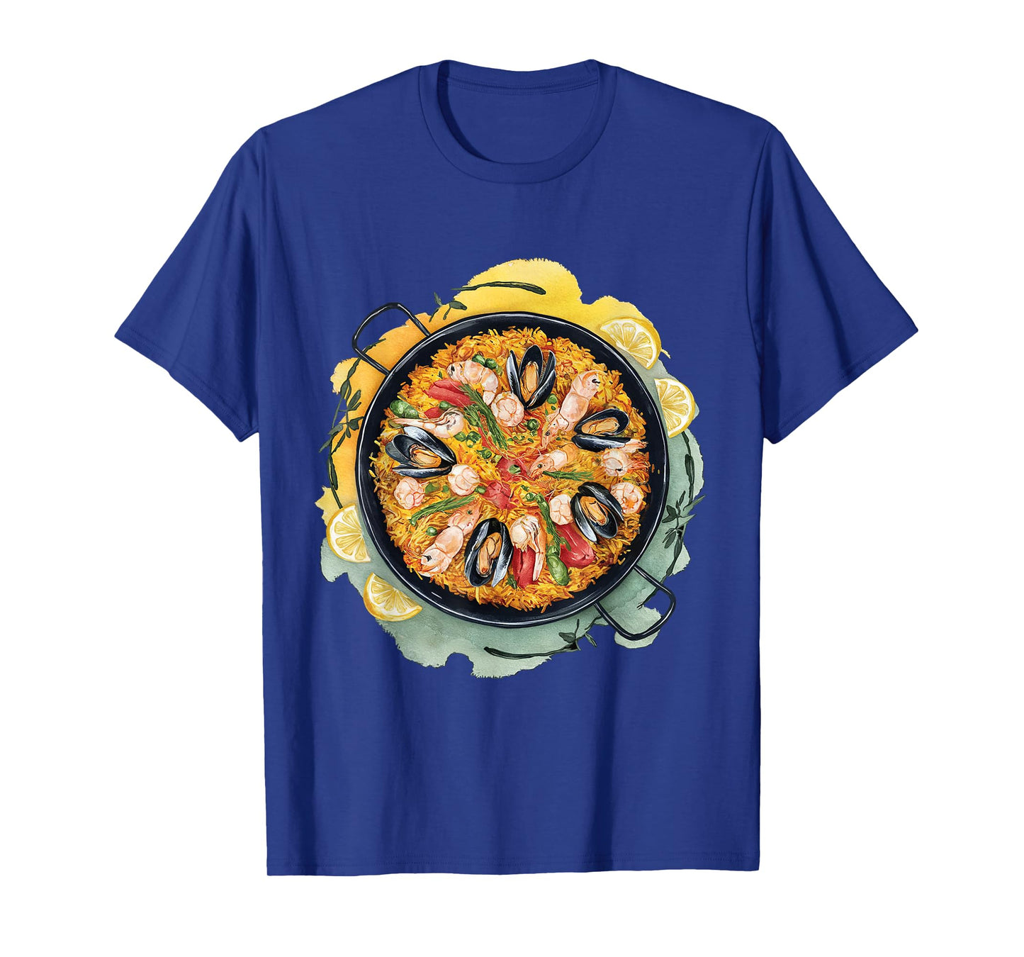 Watercolor Classic Paella saffron rice shrimp chicken pepper T-Shirt