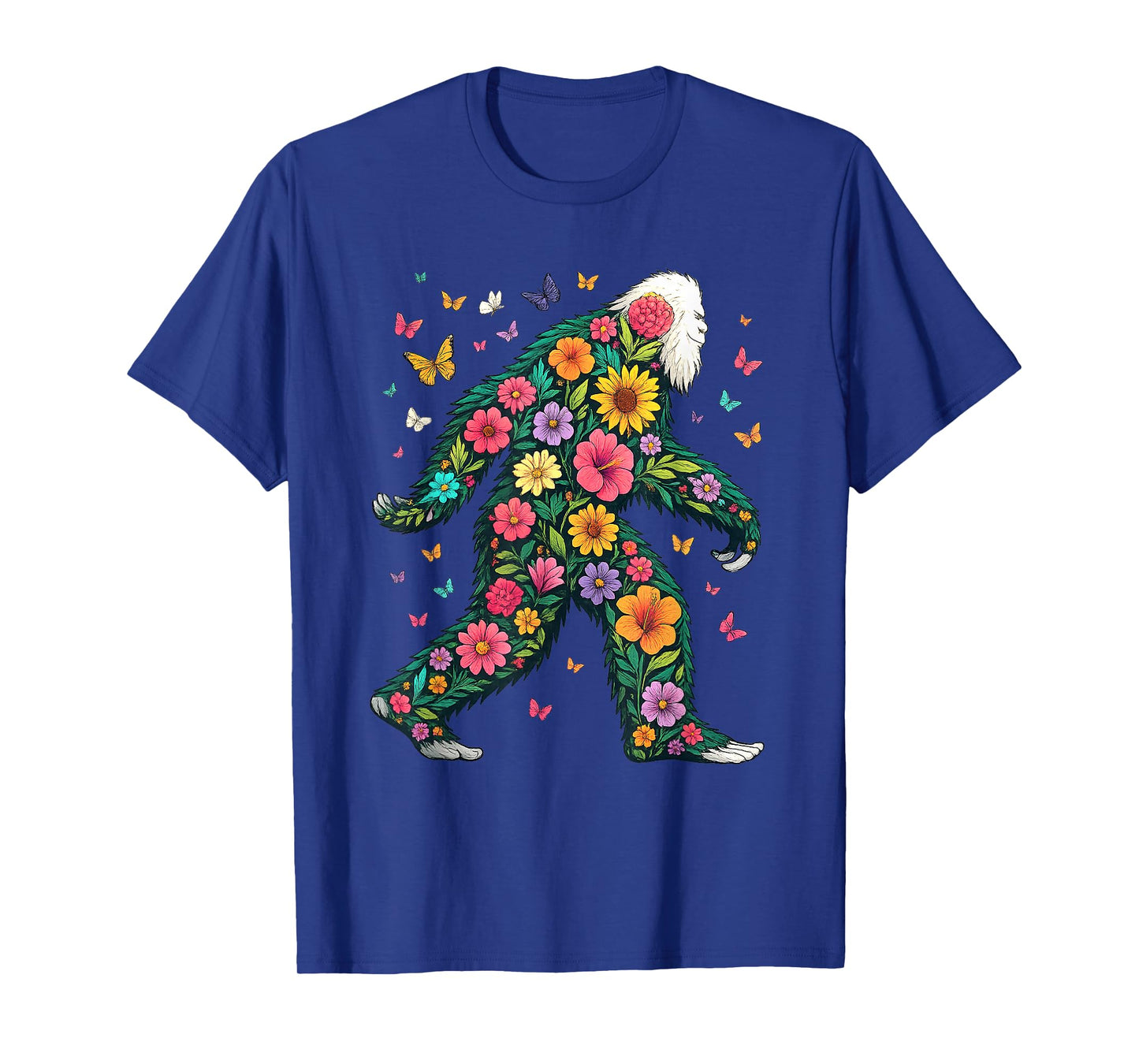 Floral Bigfoot Sasquatch Retro Colorful Flowers Gifts Funny T-Shirt