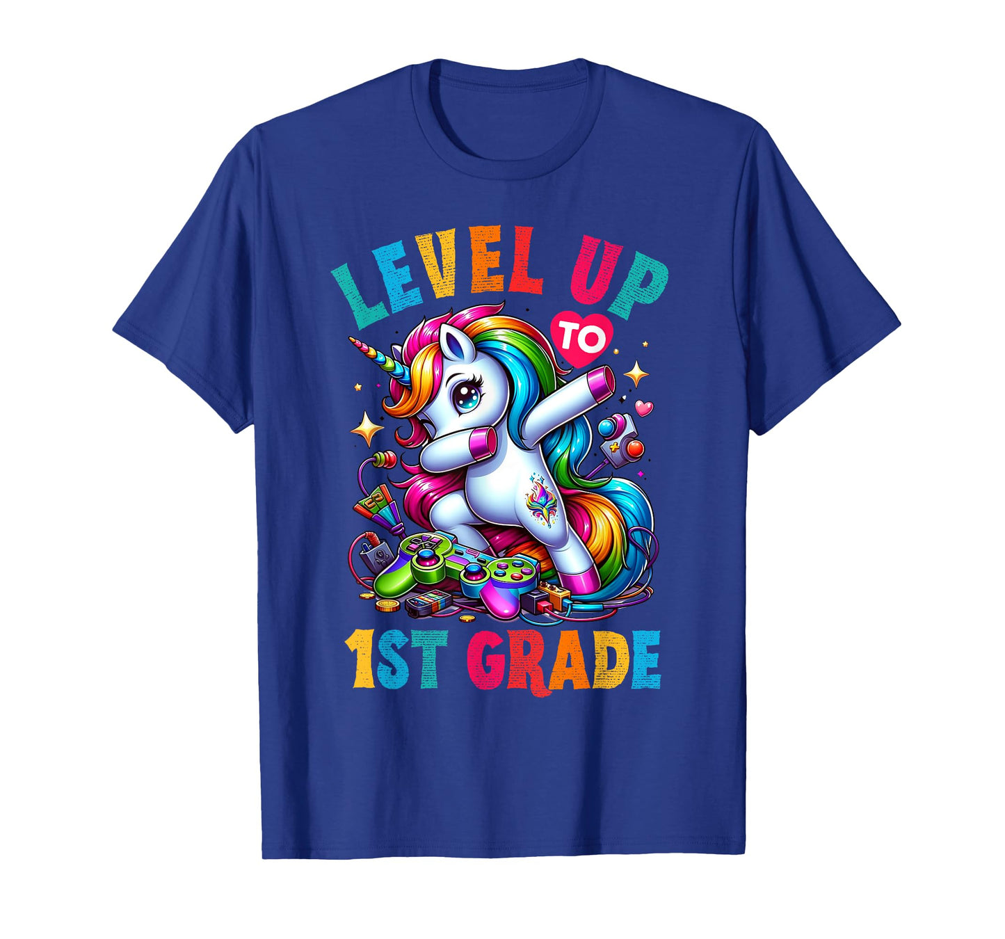 Unicorn video games back to School 1st grade Girls Level up T-Shirt