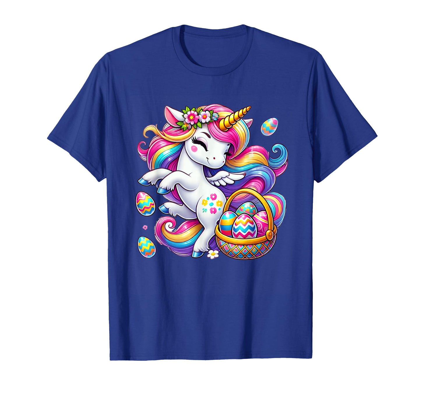 Easter Unicorn Shirt With Eggs Happy Easter Girls Kids Cute T-Shirt
