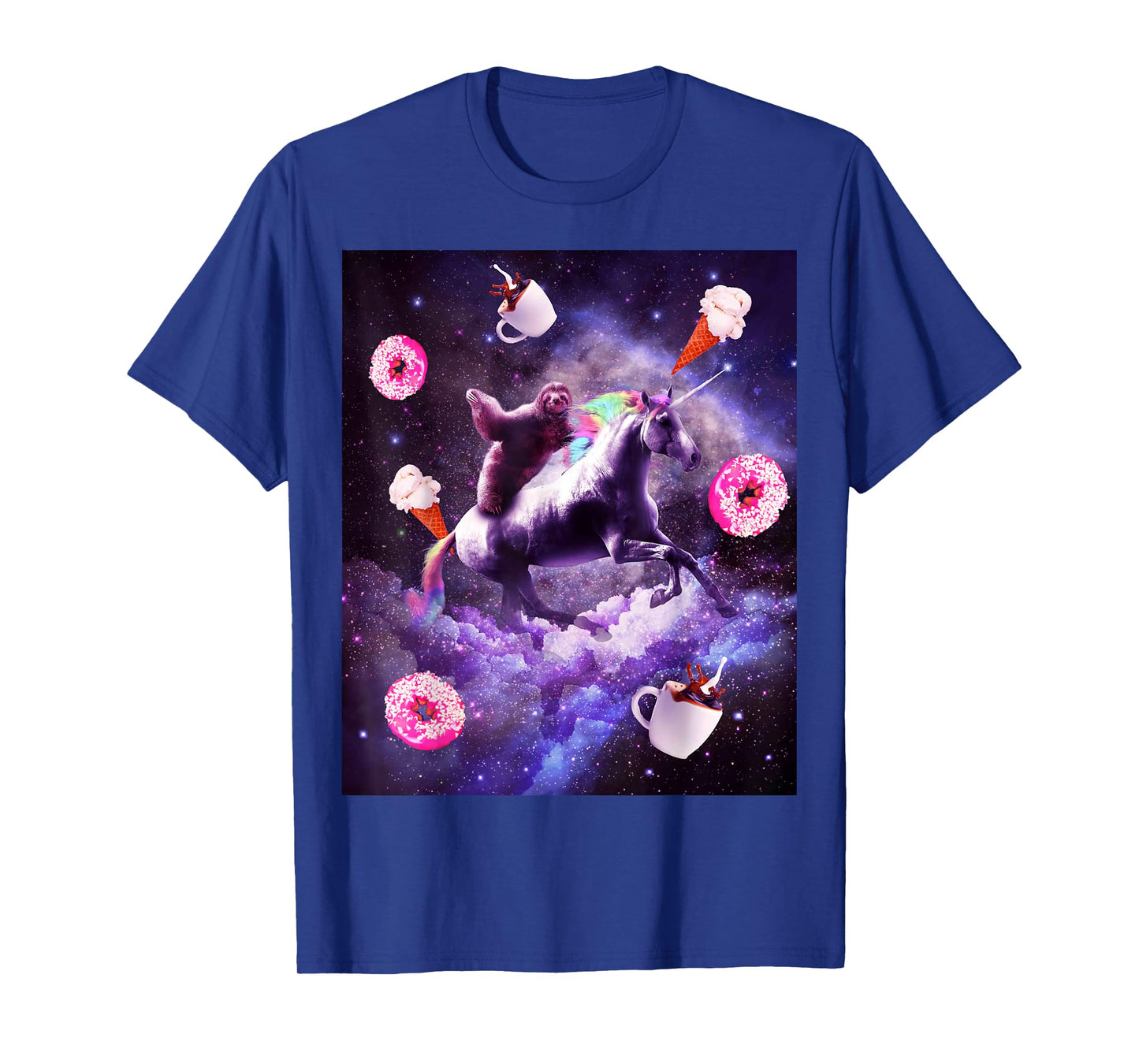 Outer Space Sloth Riding Unicorn - Donut T-Shirt