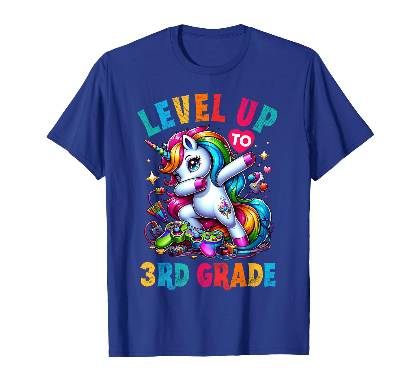 Unicorn video games back to School 3rd grade Girls Level up T-Shirt