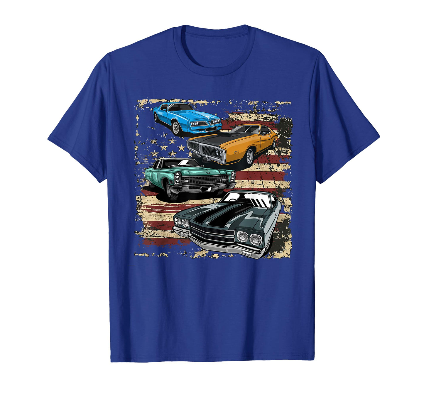 Classic Car American Muscle Cars USA Flag Vintage July 4th T-Shirt