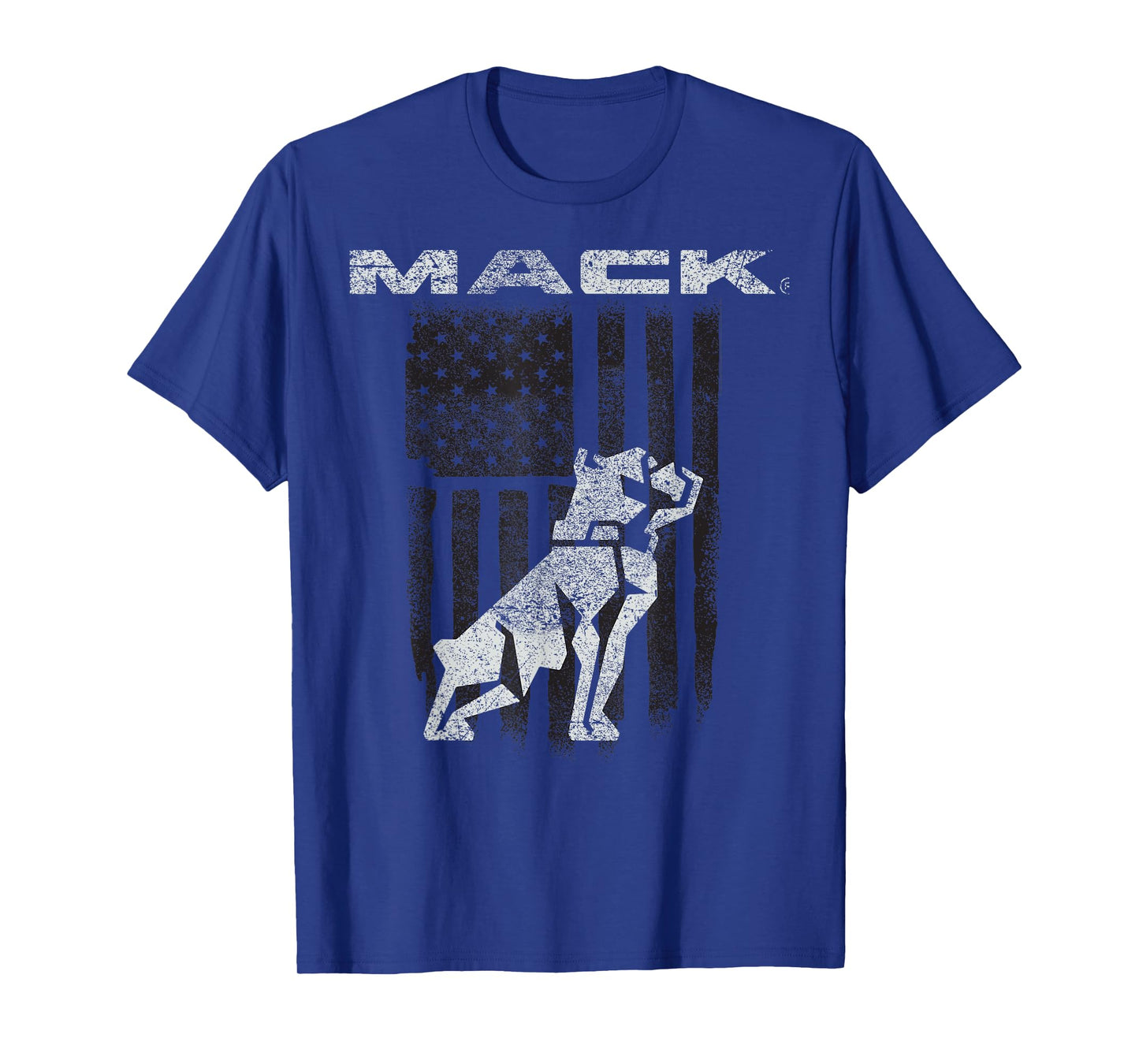 Mack Trucks Mack The Bulldog Logo with American Flag Trucker T-Shirt