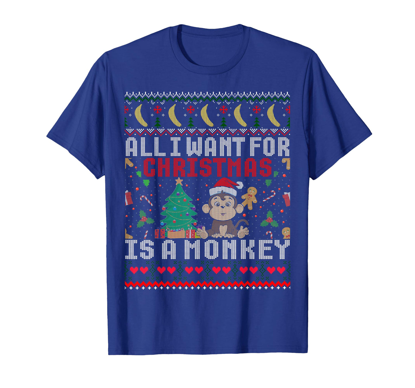 I Want For Christmas Is A Monkey Boy Girl Gift Ugly Sweater T-Shirt