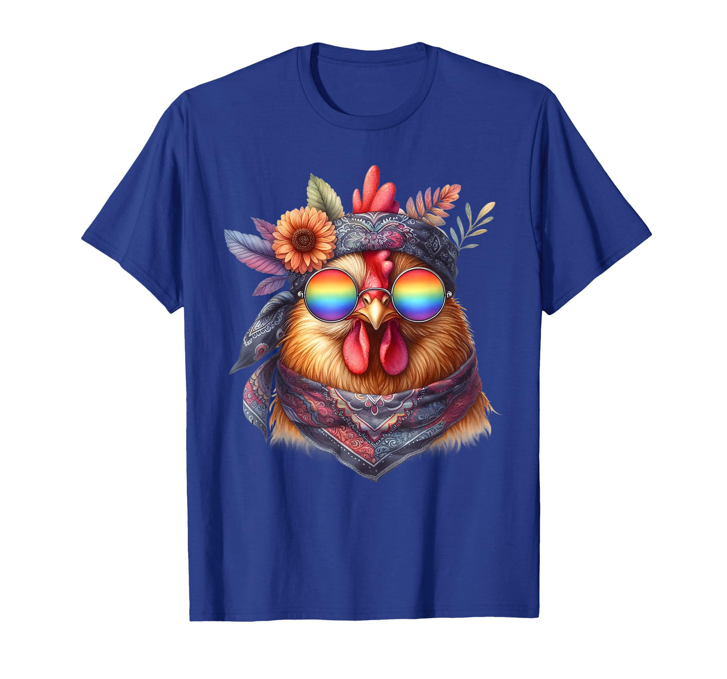 Cute Hippie Chicken with Glasses and Bandana T-Shirt