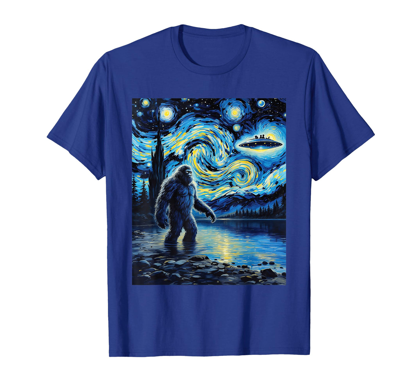 Bigfoot UFO Extraterrestrial Encounter Adventure Van Gogh T-Shirt