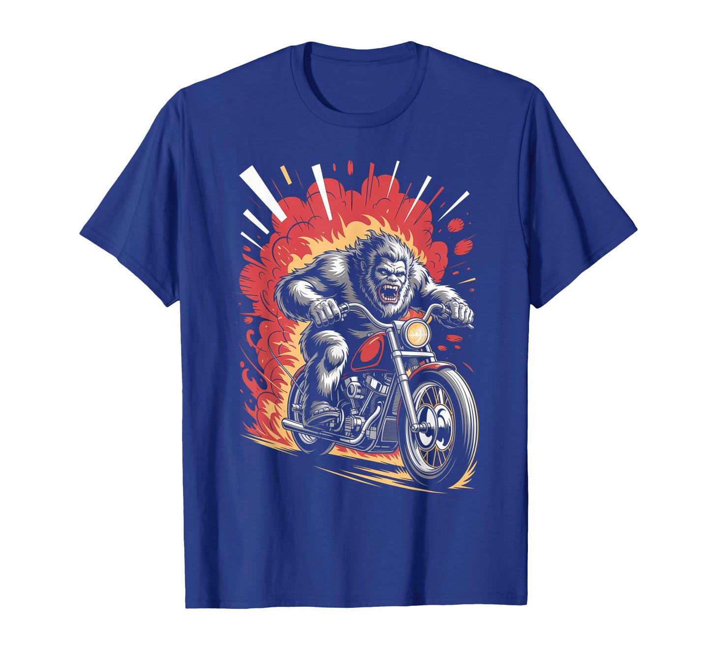 Bigfoot Biker Riding Motorcycle Men Vintage Sasquatch Rider T-Shirt