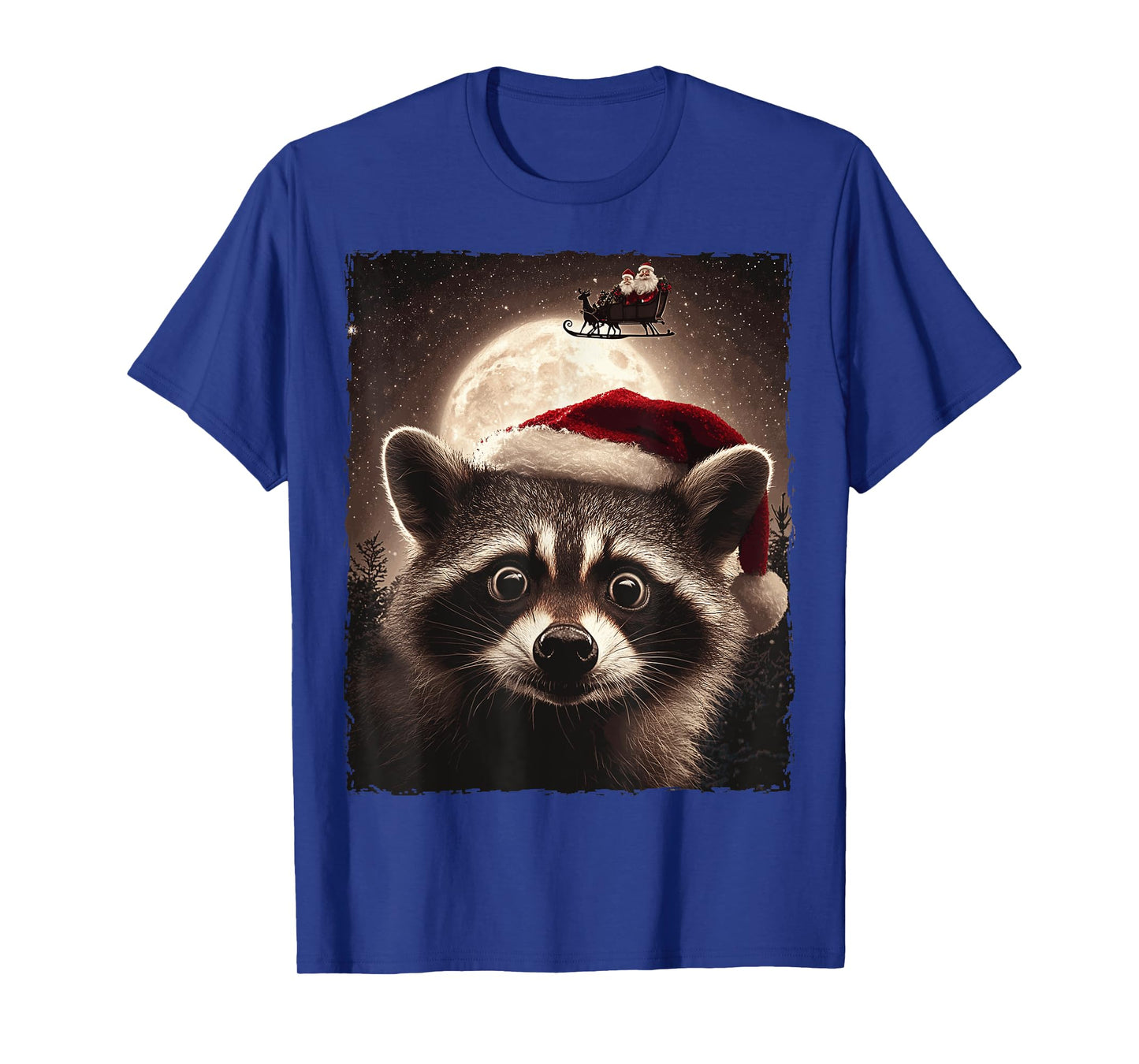 Funny Raccoon Selfie Santa Moon Xmas Christmas T-Shirt