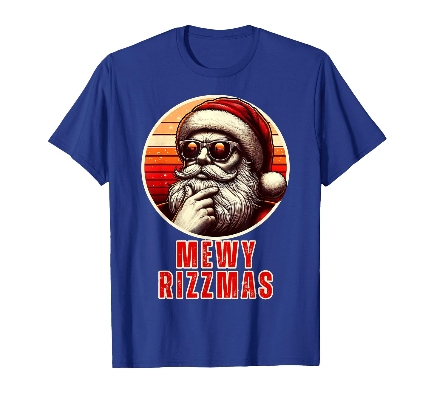 Mewy Rizzmas Funny Santa Mewing Joke Rizz Mens Christmas T-Shirt