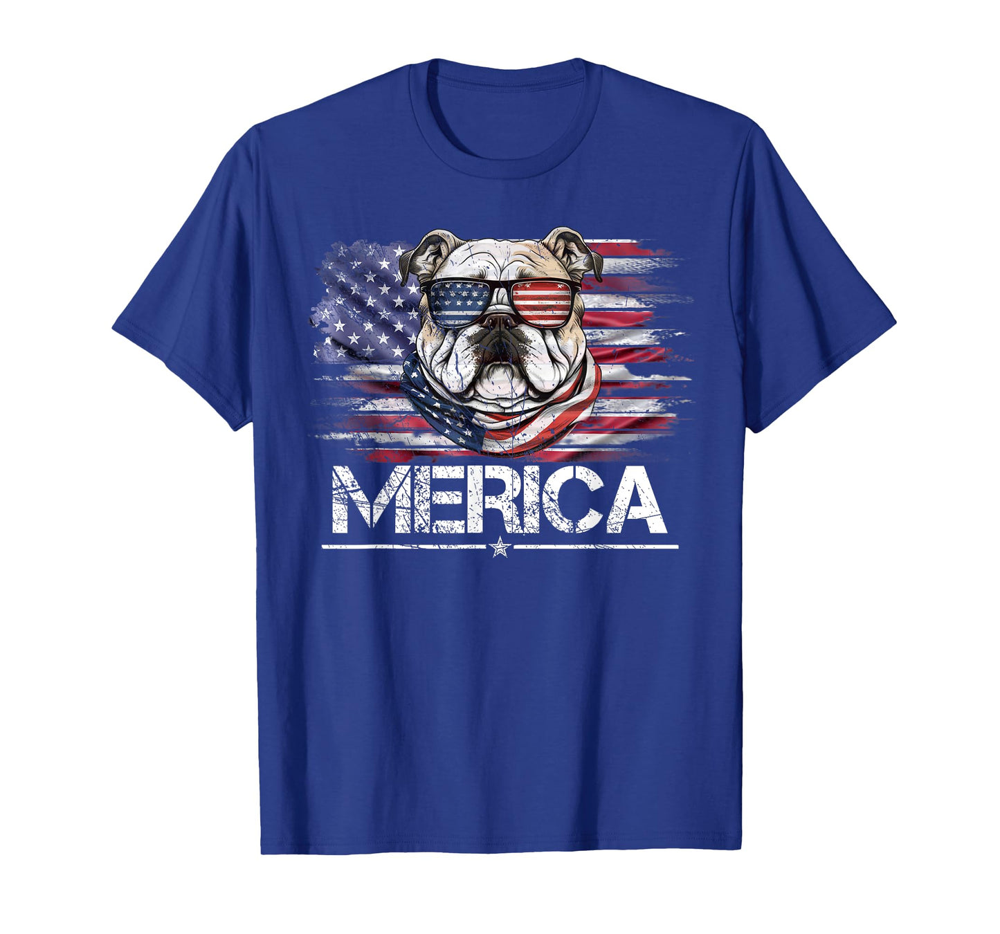 Vintage Bulldog Dog, Merica Bulldog Dog USA Flag Funny T-Shirt for Women Kids Men