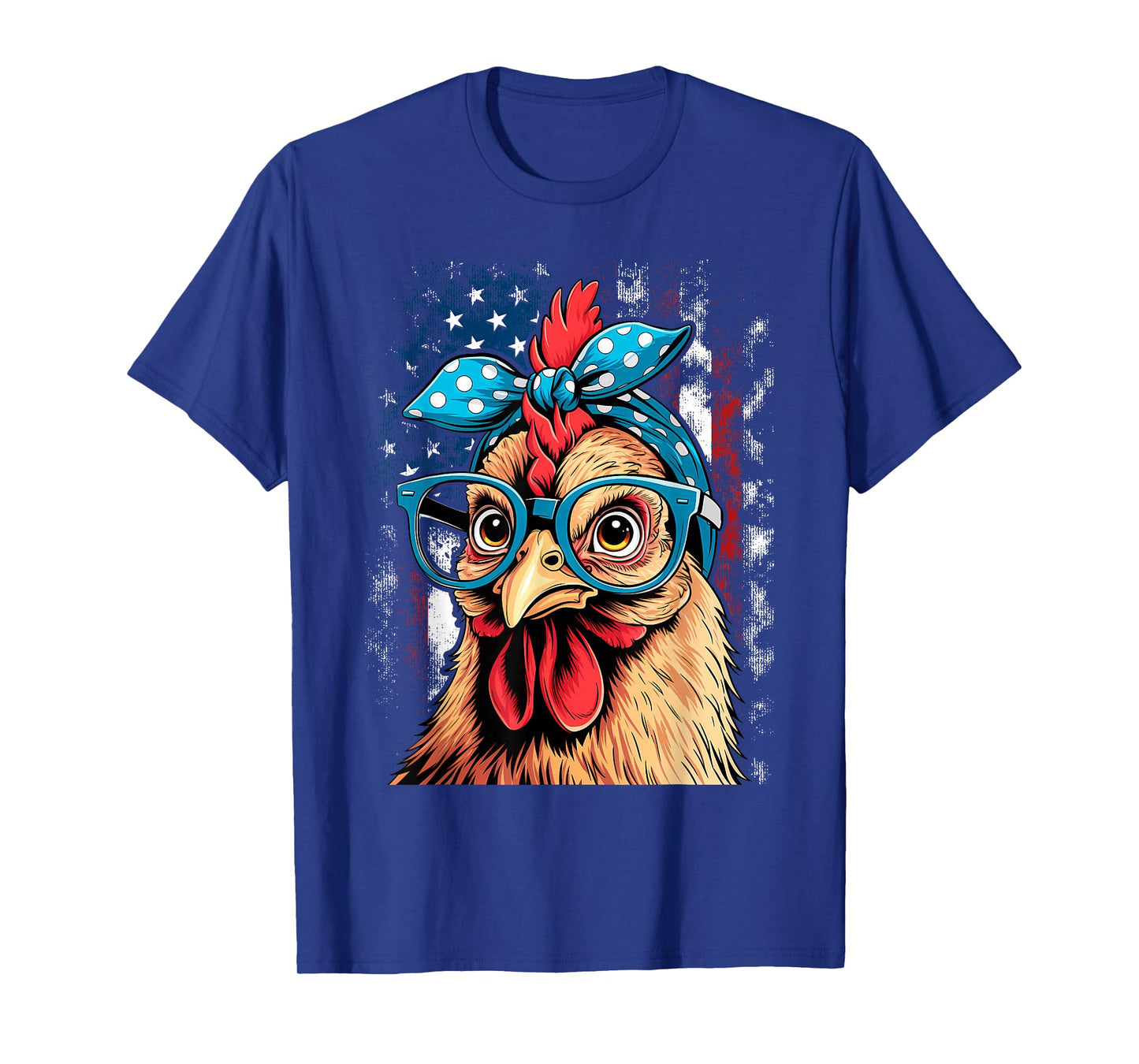 Cute Women Girl Chicken with Bandana Headband and Glasses T-Shirt