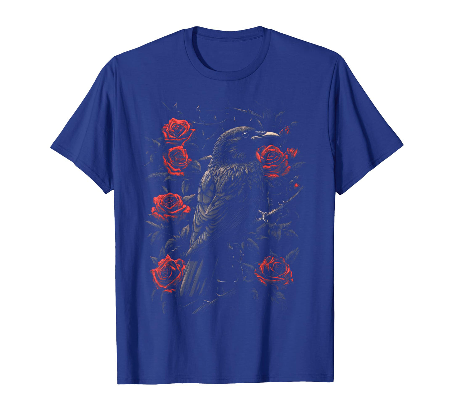 Raven Bird Gothic Kids Crow Roses Nature Floral T-Shirt