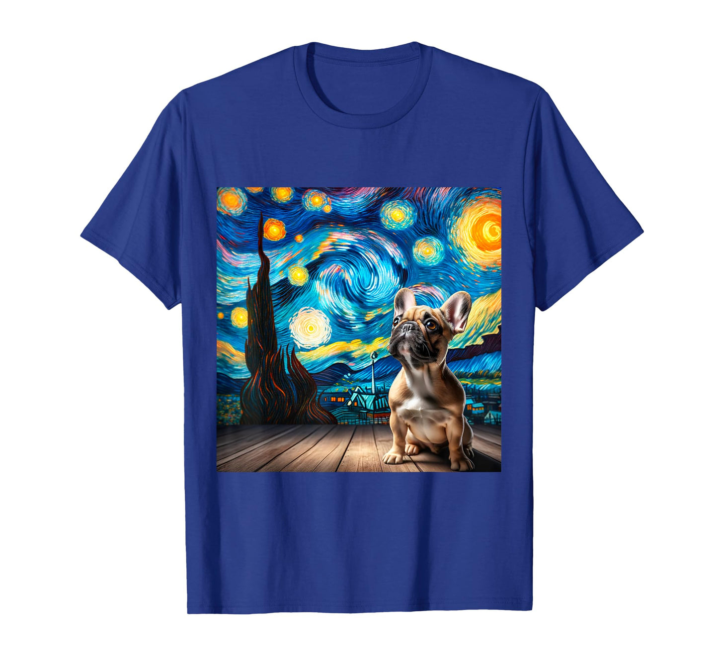 French Bulldog Starry Night Shirt Vincent Van Gogh Frenchie T-Shirt for Men Women Kids