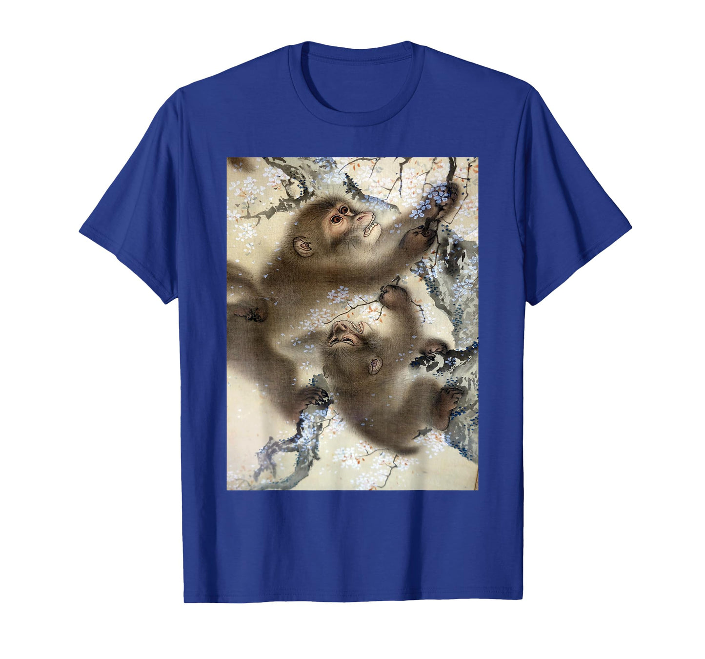 Monkeys In Cherry Blossom Tree Japanese Art Woodblock Tee