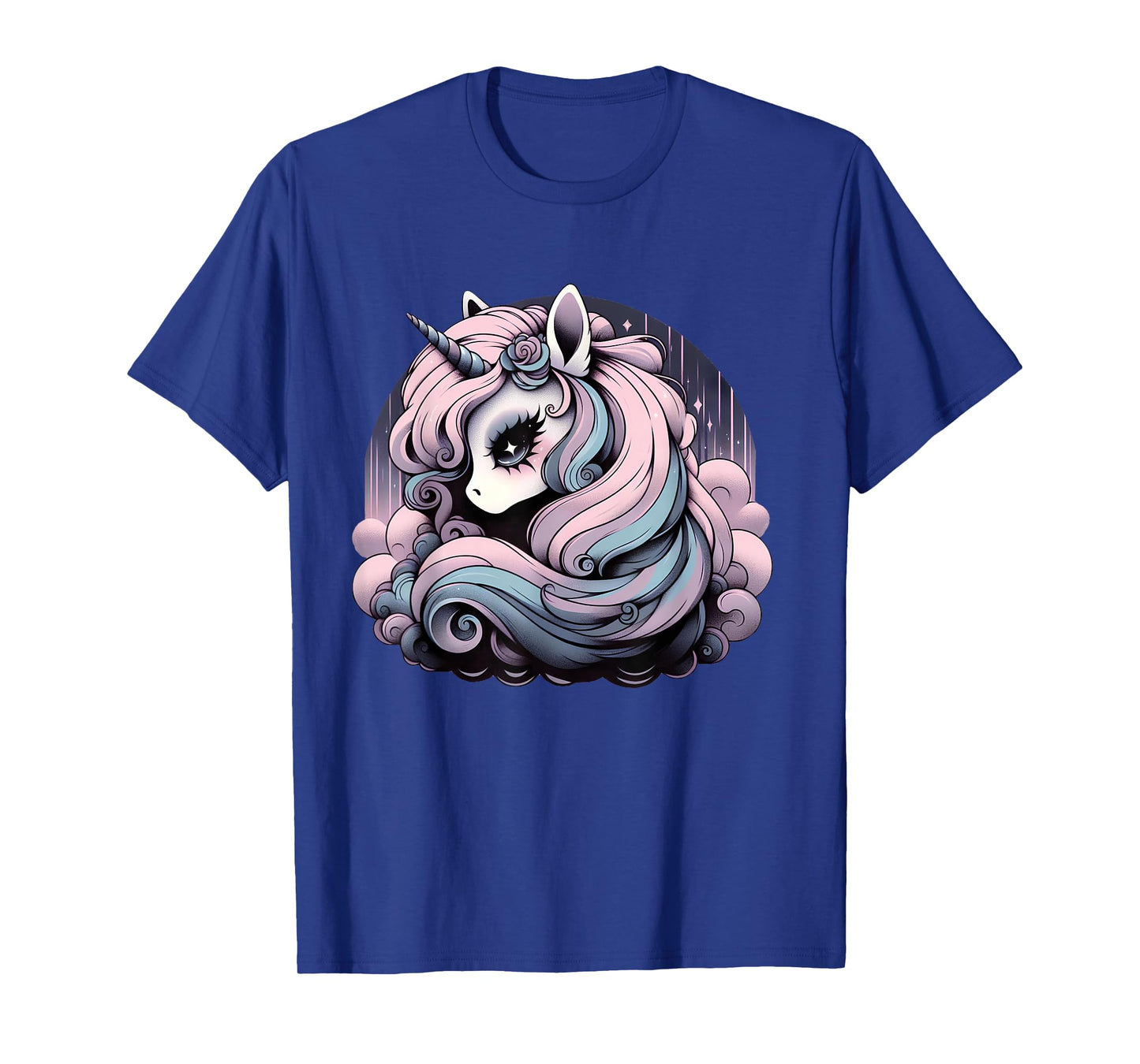 Pastel Goth Cutecore Unicorn Moon - Cute Pink Black Purple T-Shirt