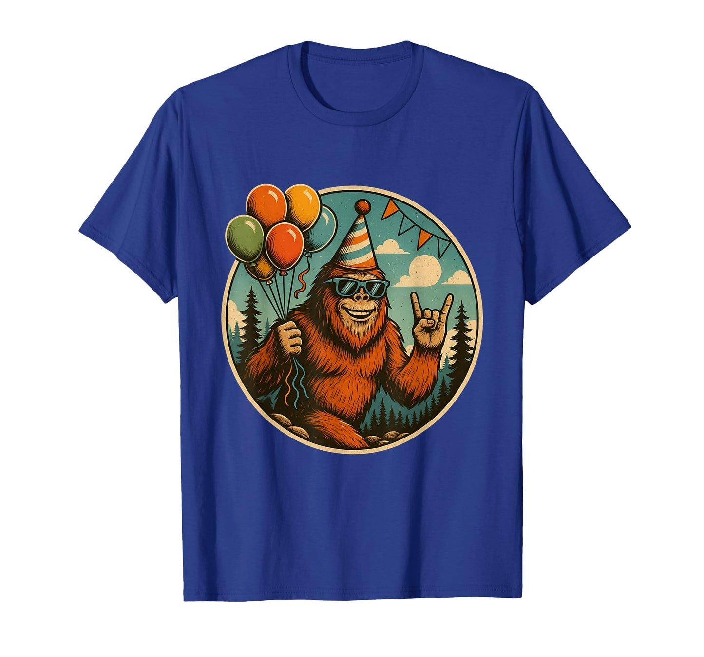 Bigfoot Party Vibes Birthday Balloons Forest Fun T-Shirt