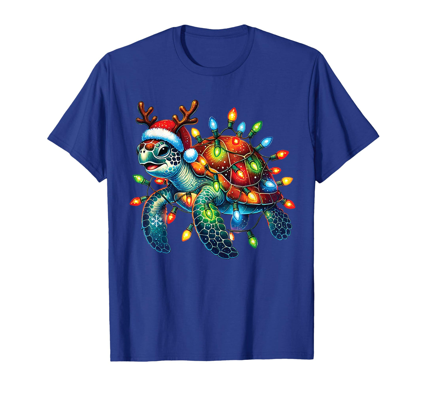 Sea Turtle Christmas Lights Funny Santa Hat Merry Christmas T-Shirt