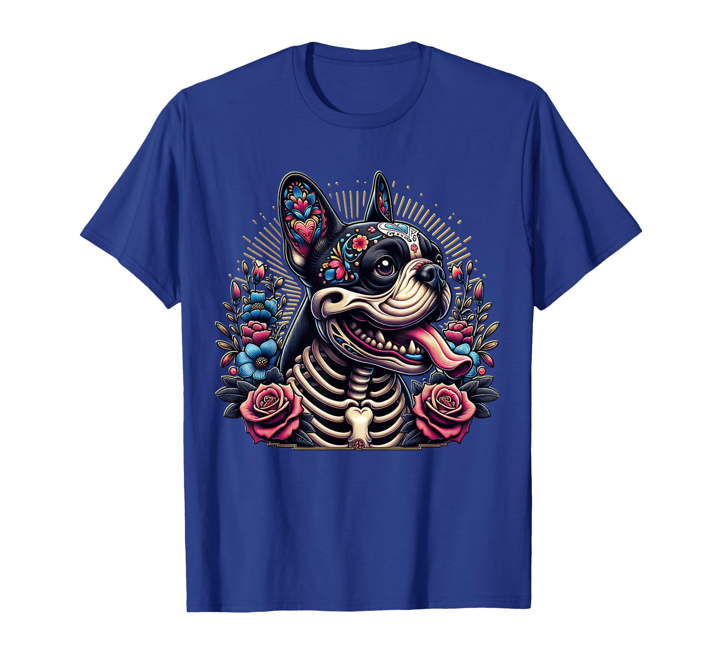 French Bulldog Dia De Los Muertos French Bulldog Skeleton T-Shirt