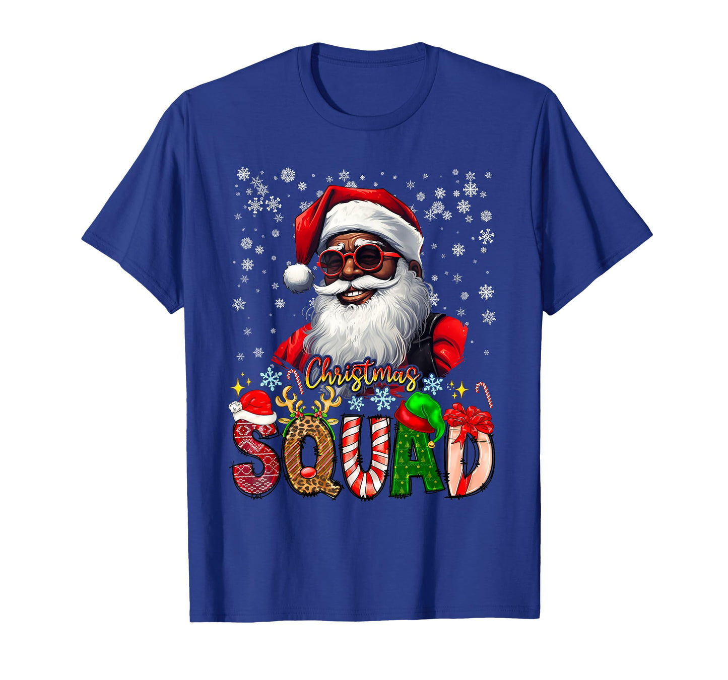 Christmas Squad Santa Afro Man Proud Black African American T-Shirt