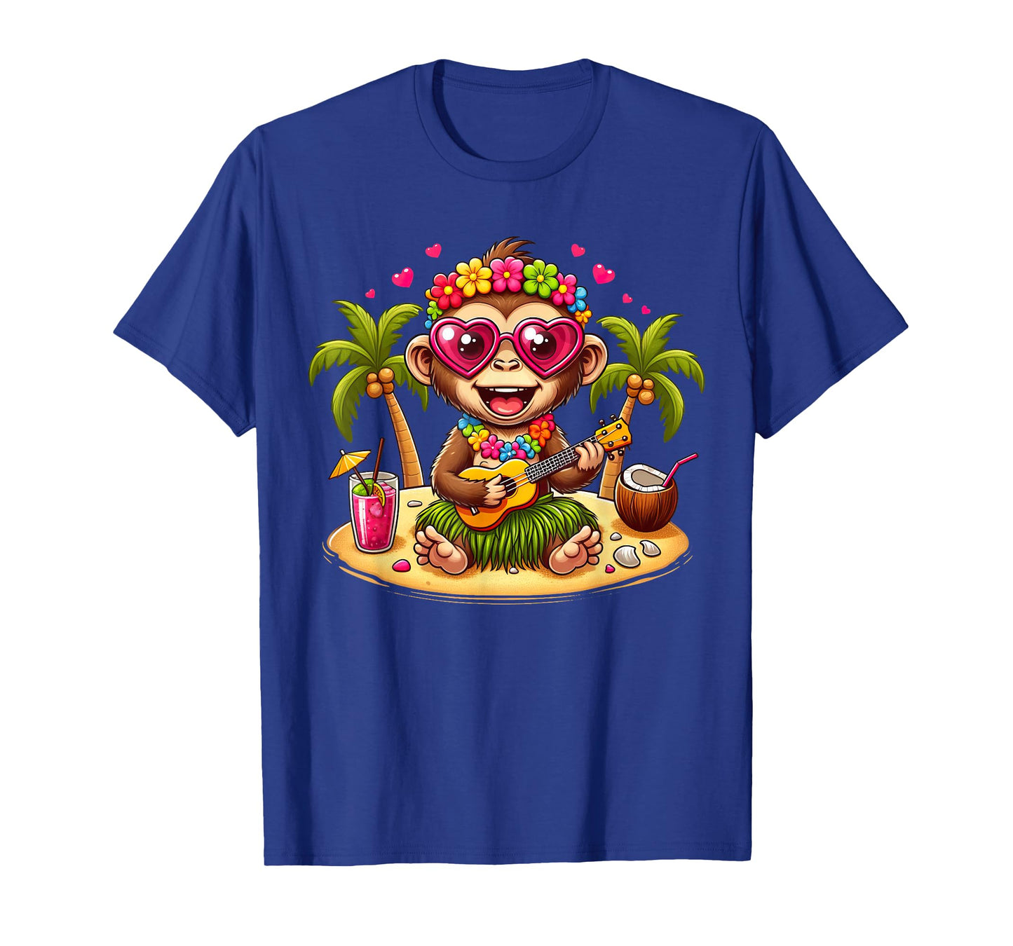 Funny Monkey Hawaiian Costume Kids Summer Vacation Monkey T-Shirt