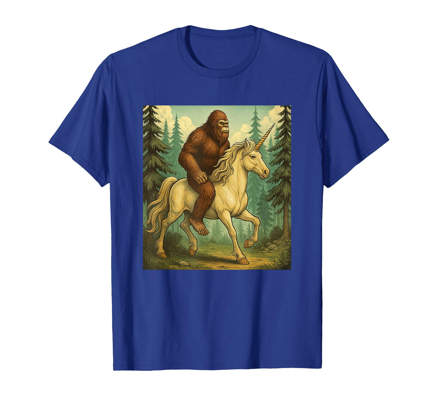 Bigfoot Riding a Unicorn Men Women Kids Sasquatch T-Shirt
