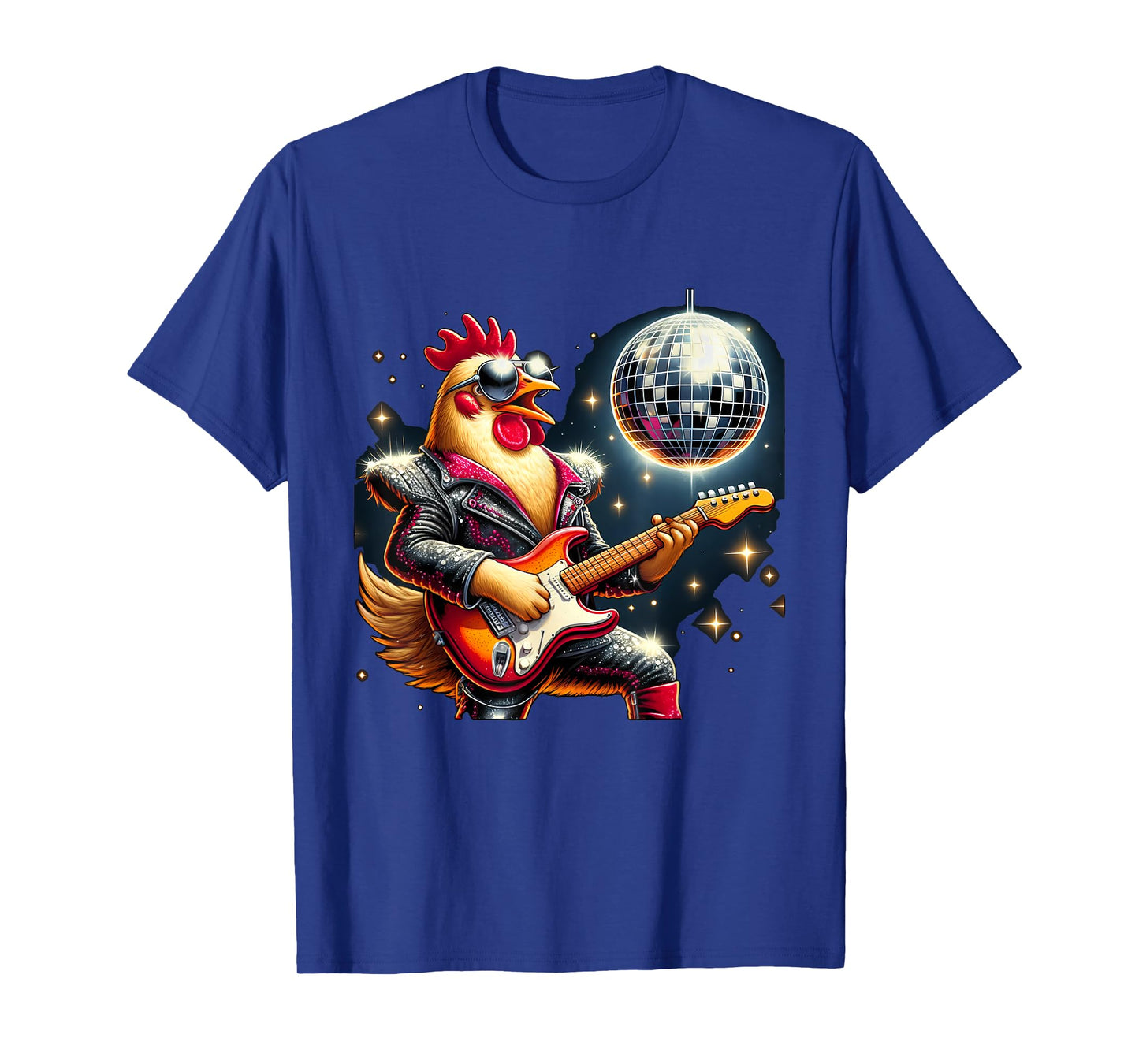 Disco Ball Guitar Chicken T-Shirt