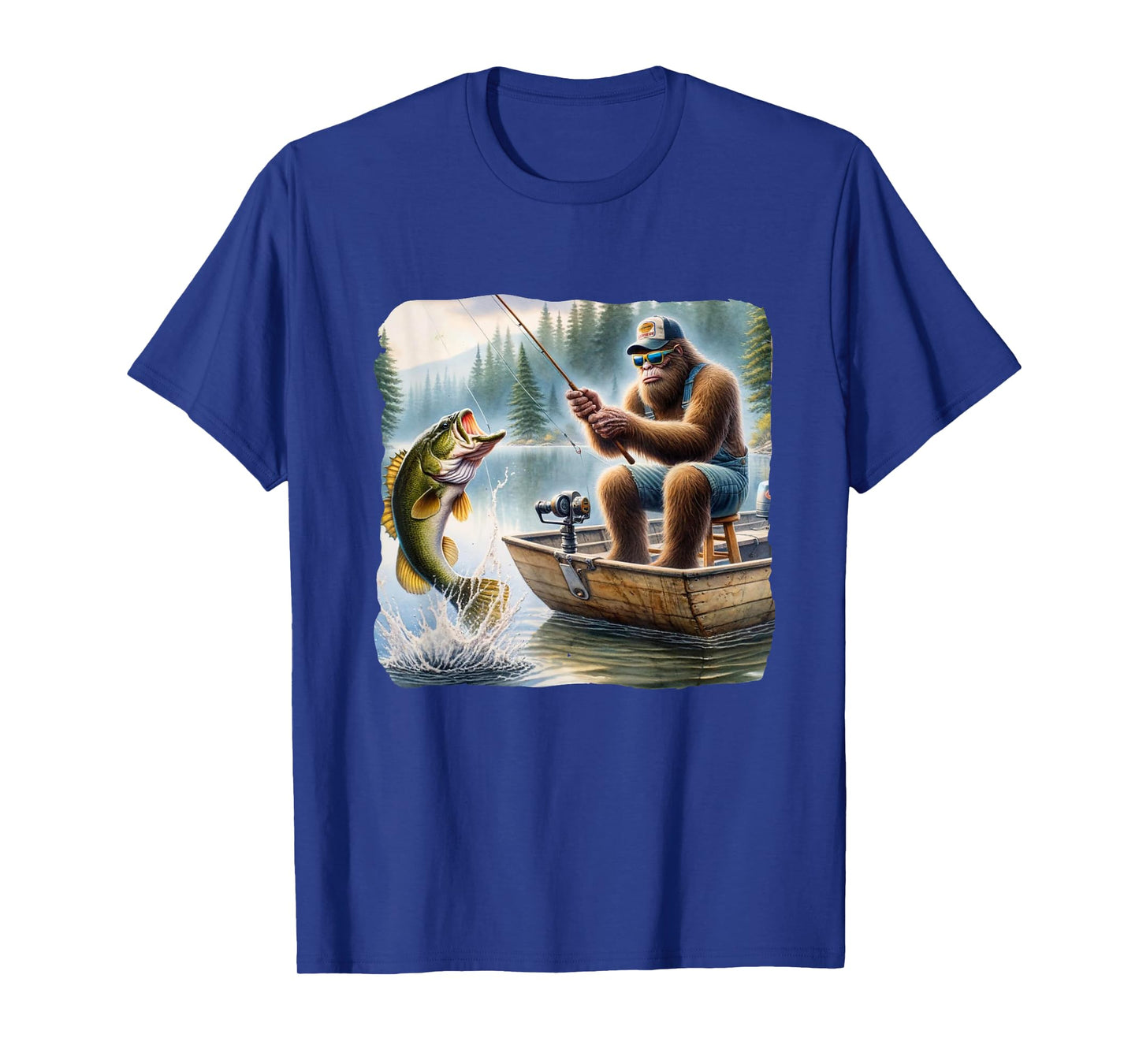 Bigfoot Fishing Funny Sasquatch Summer Bass Fisherman T-Shirt