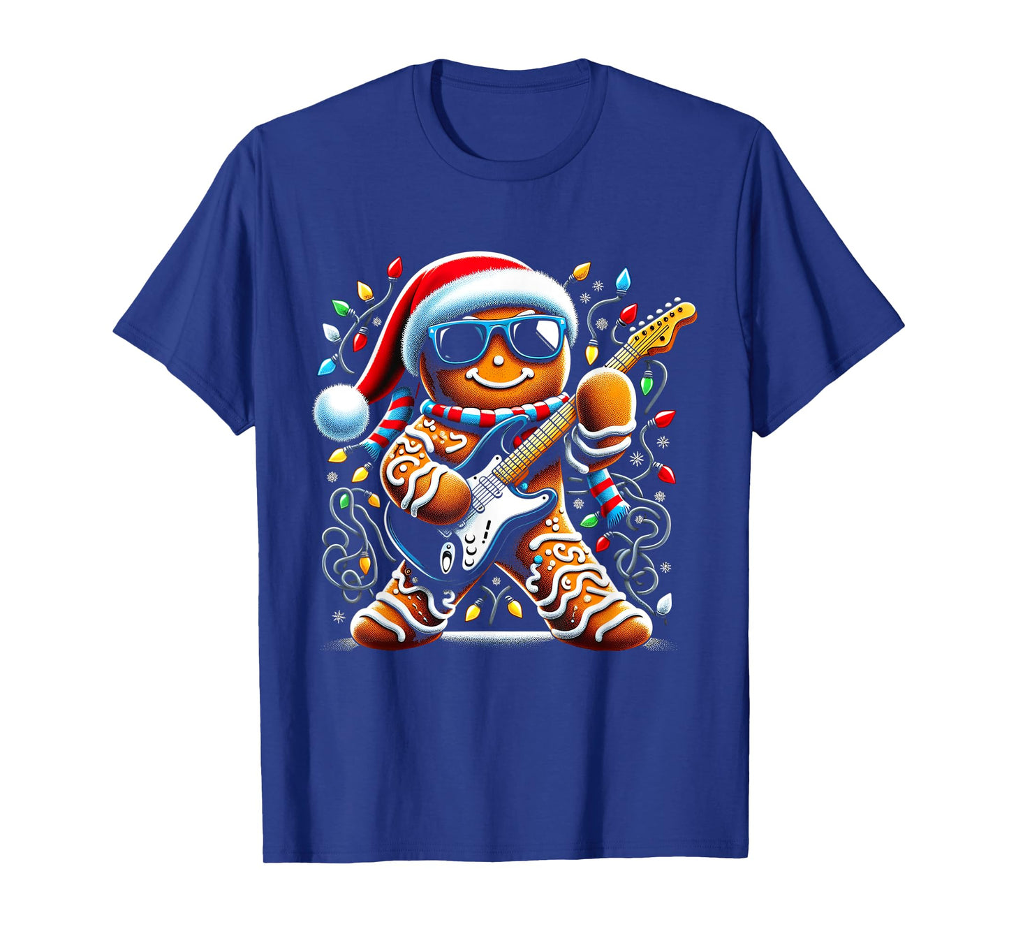 Rock Guitar Gingerbread Playing Guitar -Funny Christmas Xmas T-Shirt
