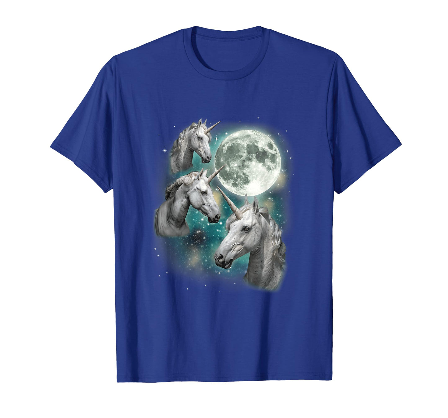 Three Unicorn Moon | 3 Magical Fantasy Mythic Horned Unicorn T-Shirt