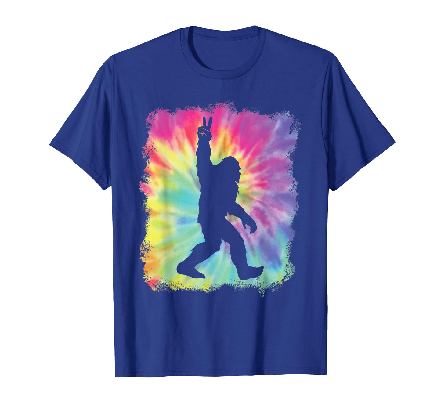Bigfoot Sasquatch Peace Big Foot Squatch Tie Dye Rainbow Tee T-Shirt