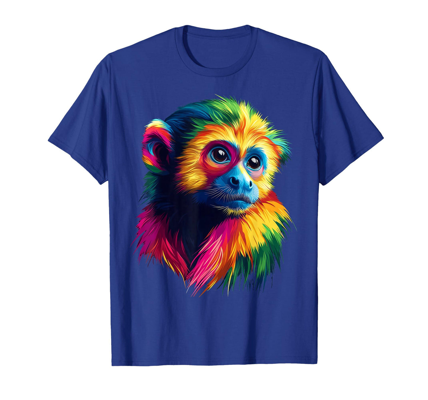 Colorful Capuchin Monkey Face Animal Lover Men Women Black T-Shirt