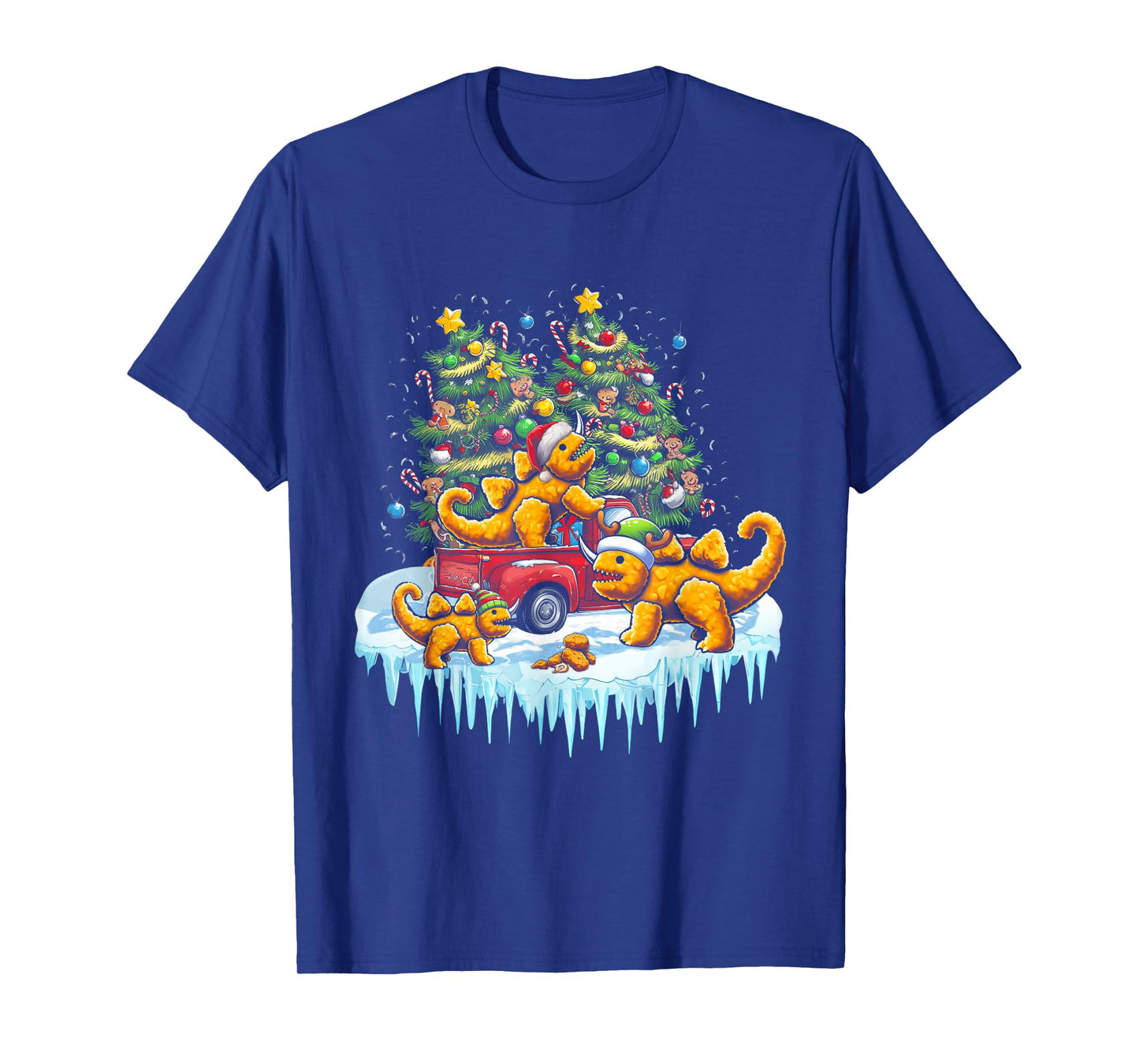 Dino Chicken Nuggets Funny Dinosaur Shape Nuggets Christmas T-Shirt