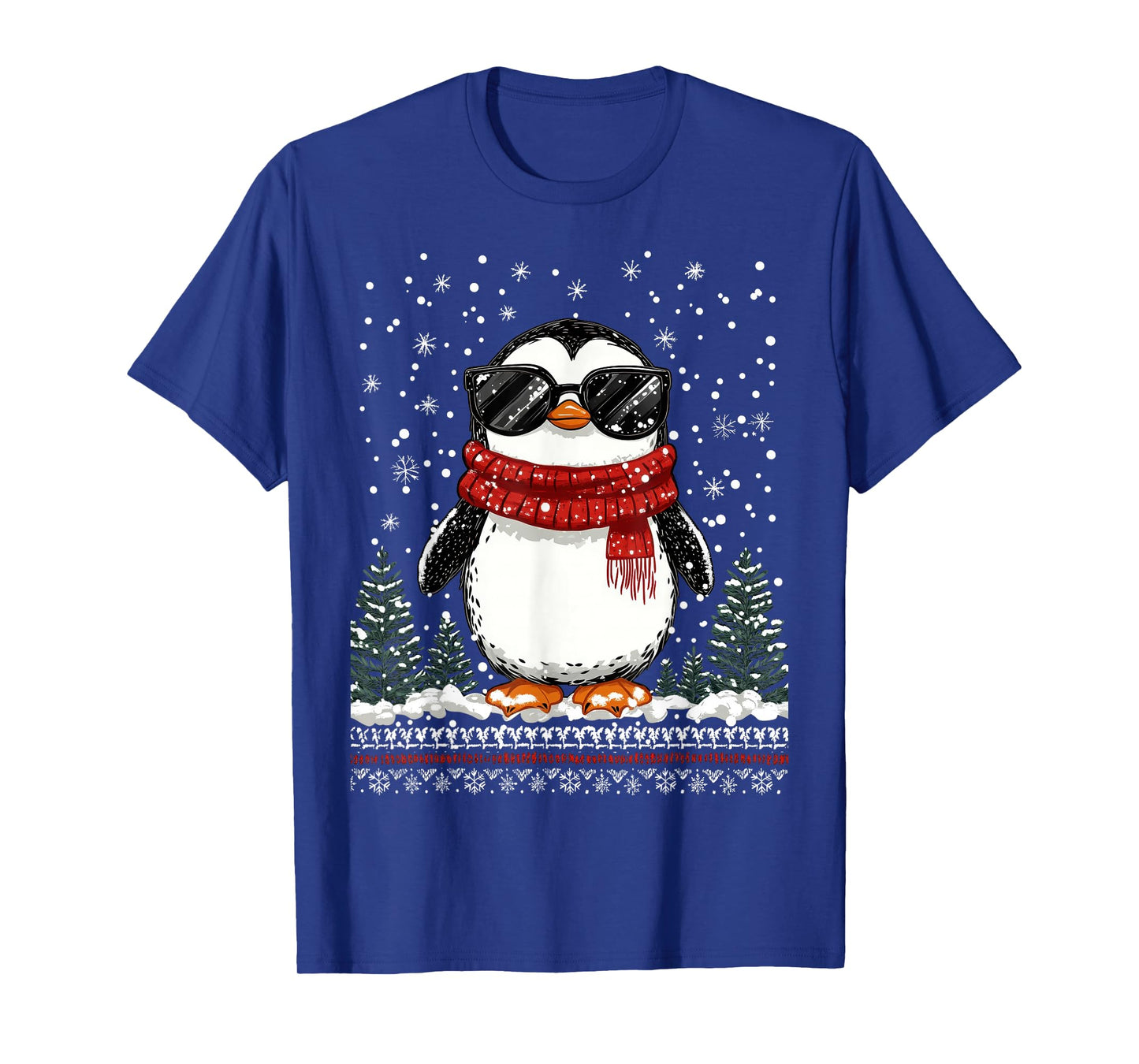 Funny Christmas Penguin With Sunglasses Ugly Christmas T-Shirt