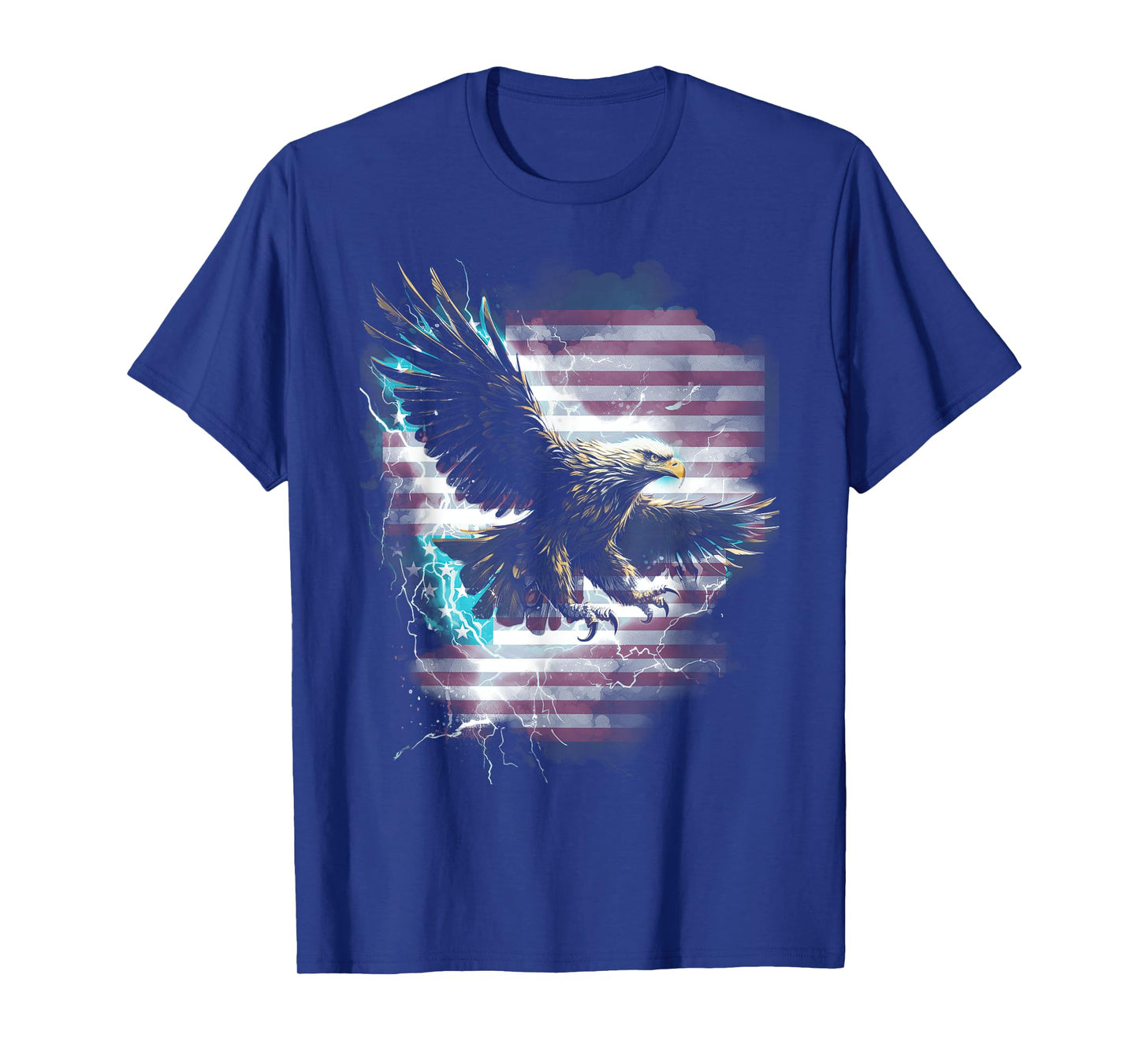 American Bald Eagle Lightning USA Flag Patriotic Freedom T-Shirt