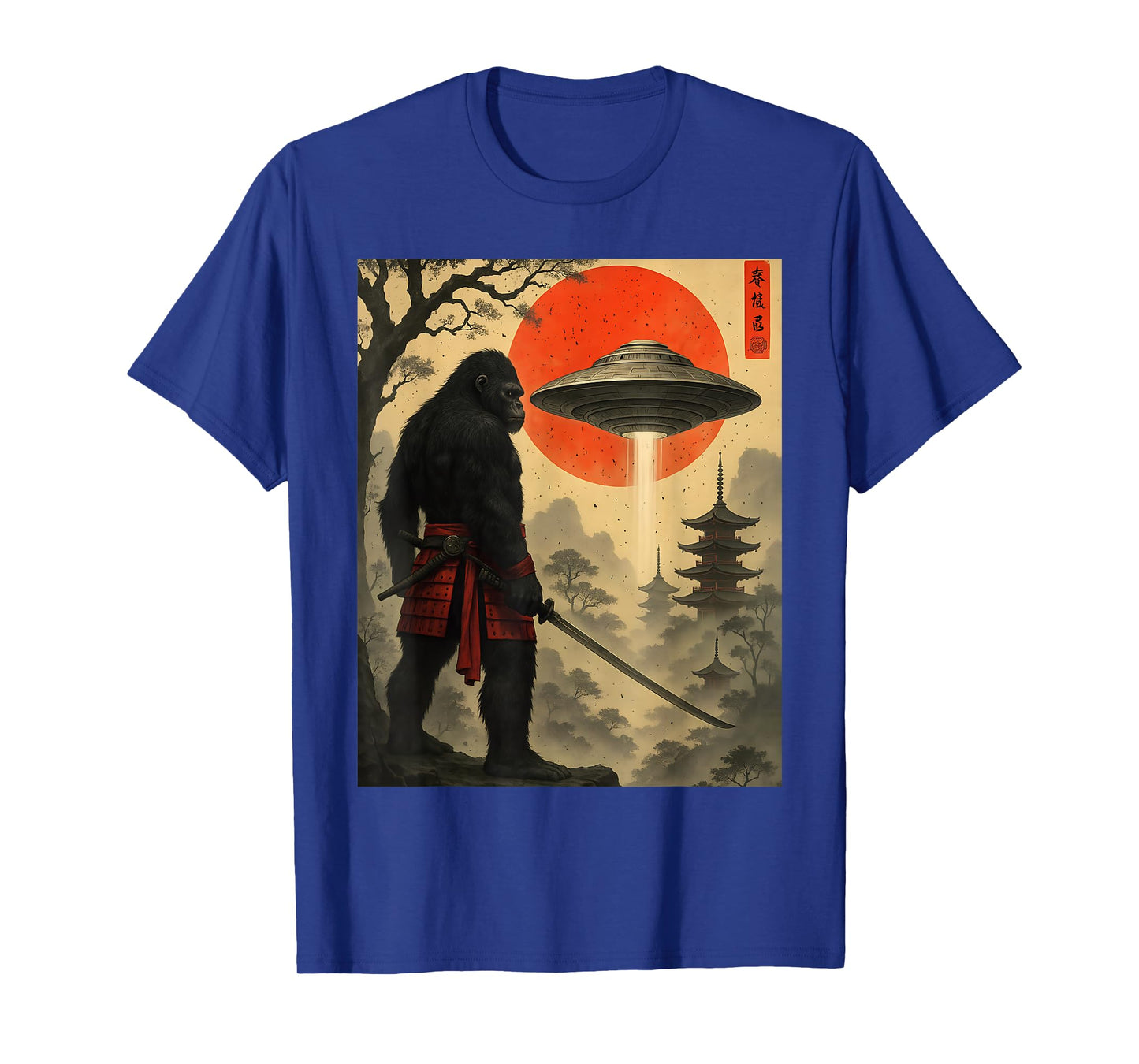 Samurai Bigfoot Japanese UFO Vintage Graphic Funny Art T-Shirt