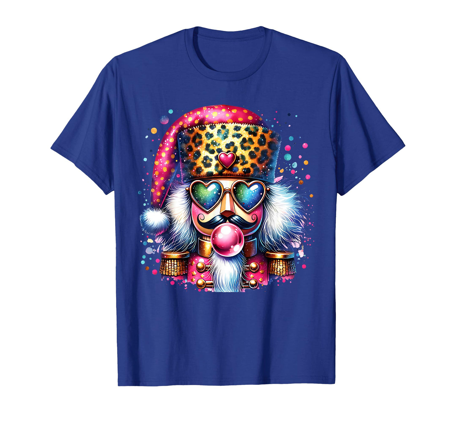 Cute Nutcracker Blowing Bubble Gum Pink Christmas Pajamas T-Shirt