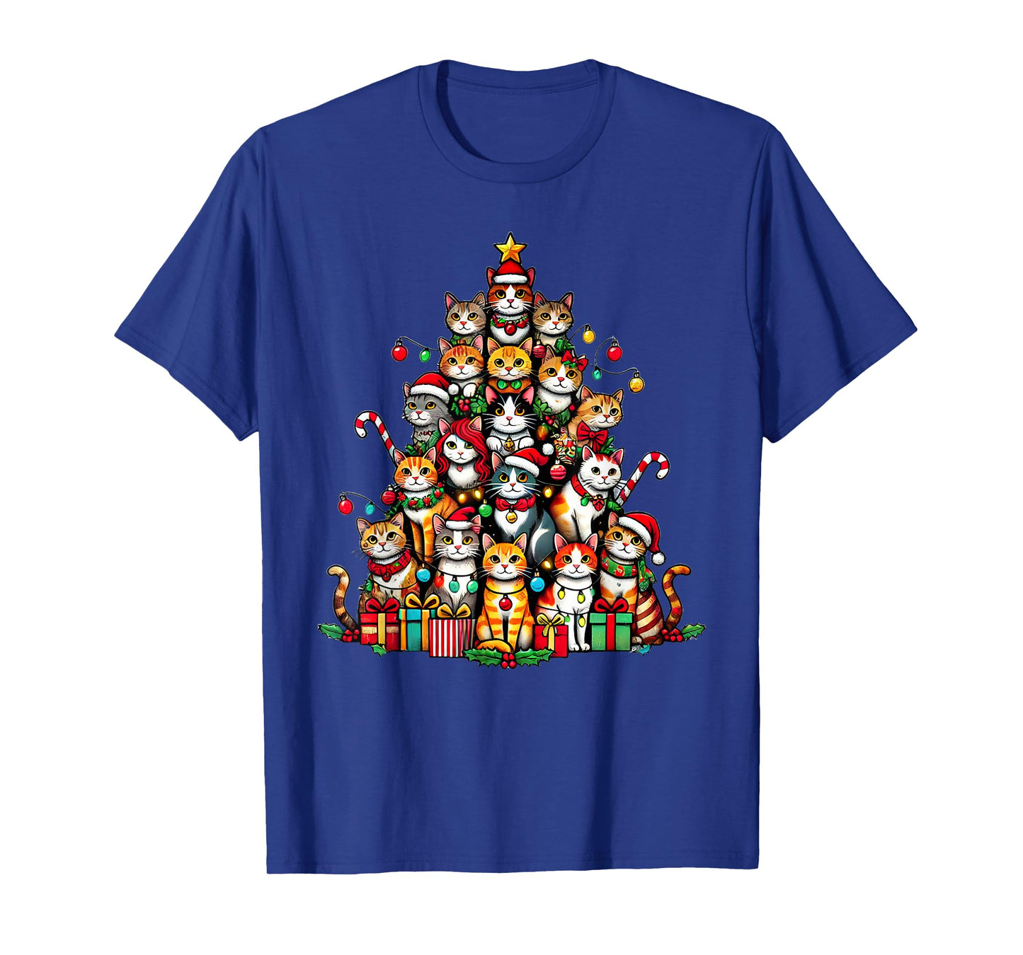 Cat Kitten Christmas Tree Funny Cat Xmas T-Shirt