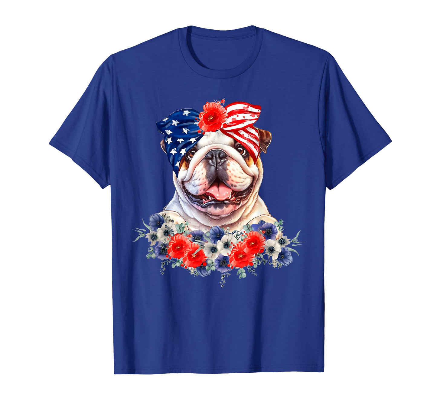 English Bulldog Dog Bandana American Flag 4th Of July T-Shirt