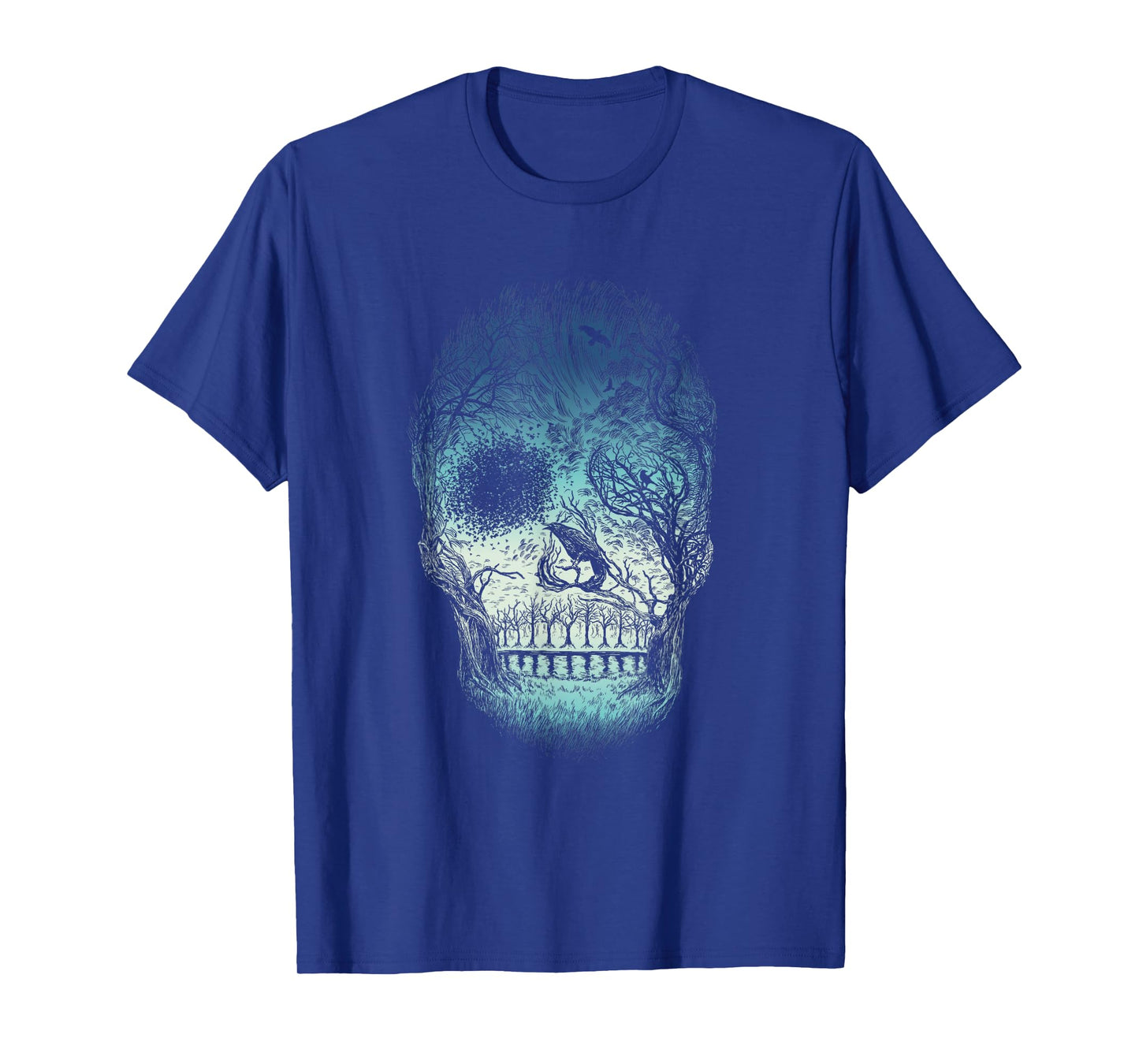 Unique Hand Drawn Abstract Skull T-Shirt (Blue)