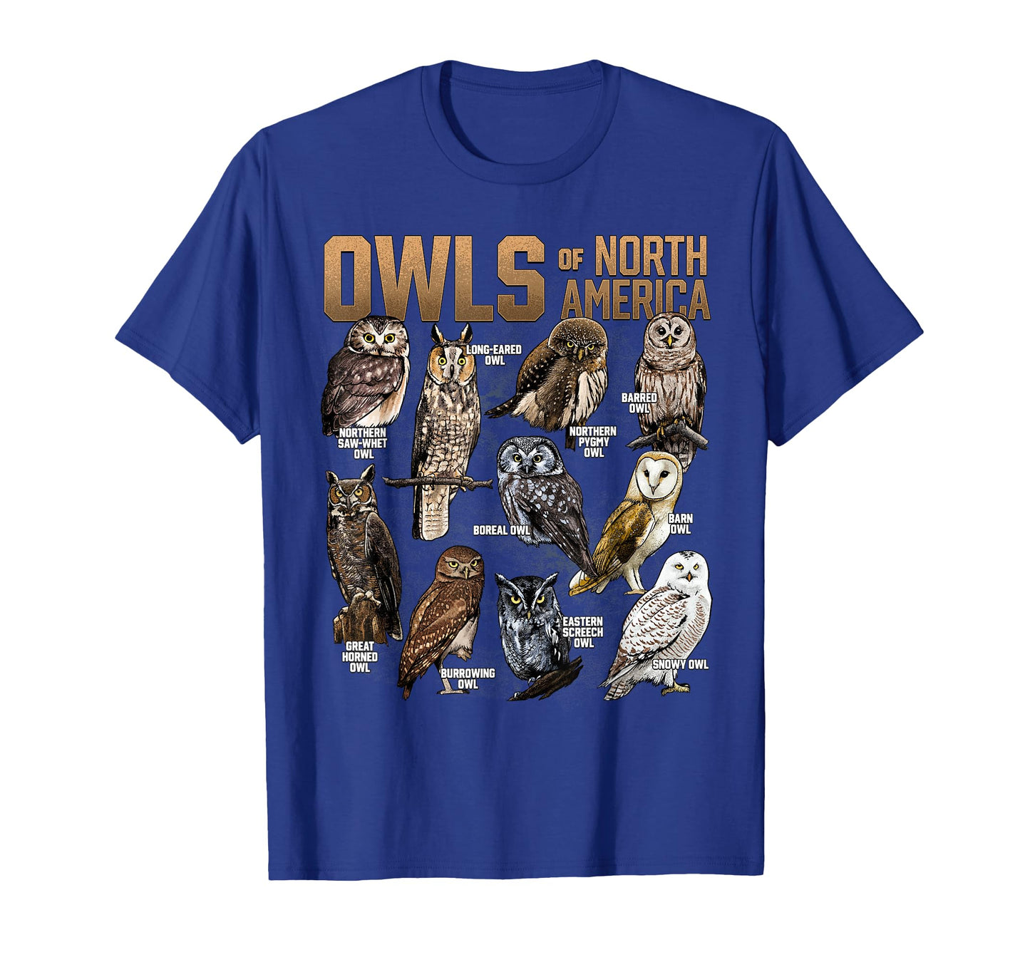 Owls of North America Nocturnal Animal Bird Lover Owl Lover T-Shirt