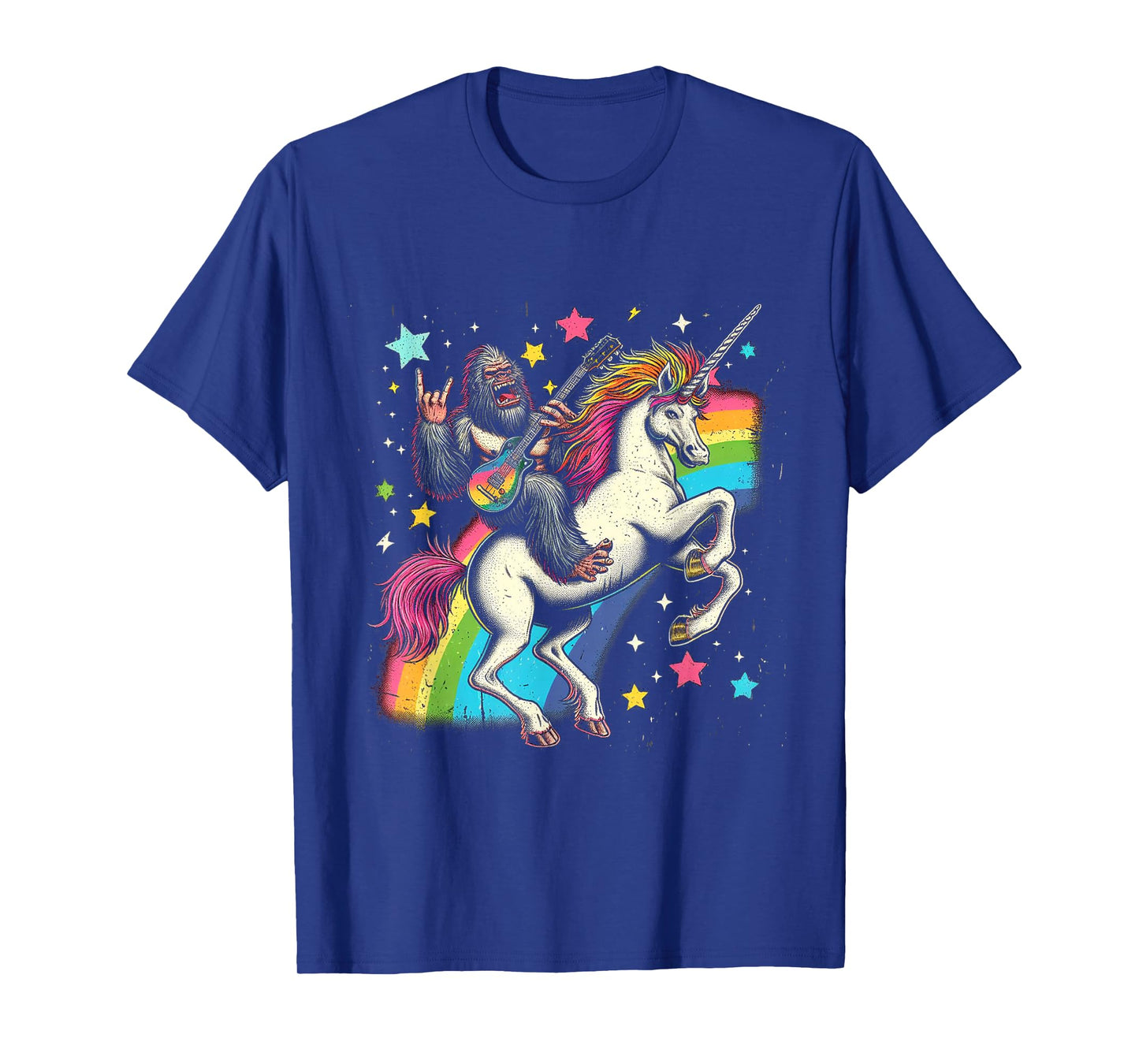 Funny Bigfoot Riding a Rainbow Unicorn T-Shirt