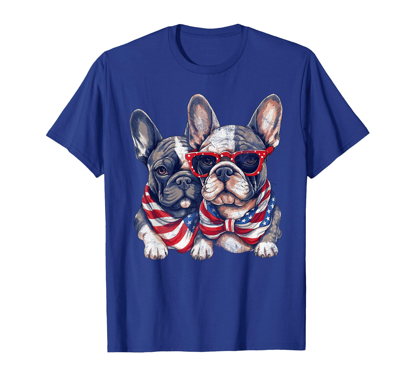 French Bulldog American Flag Patriotic 4th of July Frenchie Women Kids Men T-Shirt