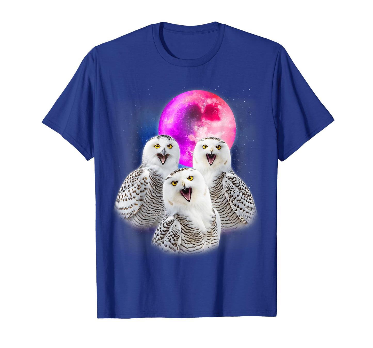 3 Snowy Owl Howling At The Moon Funny Owl Bird Lover Birder T-Shirt
