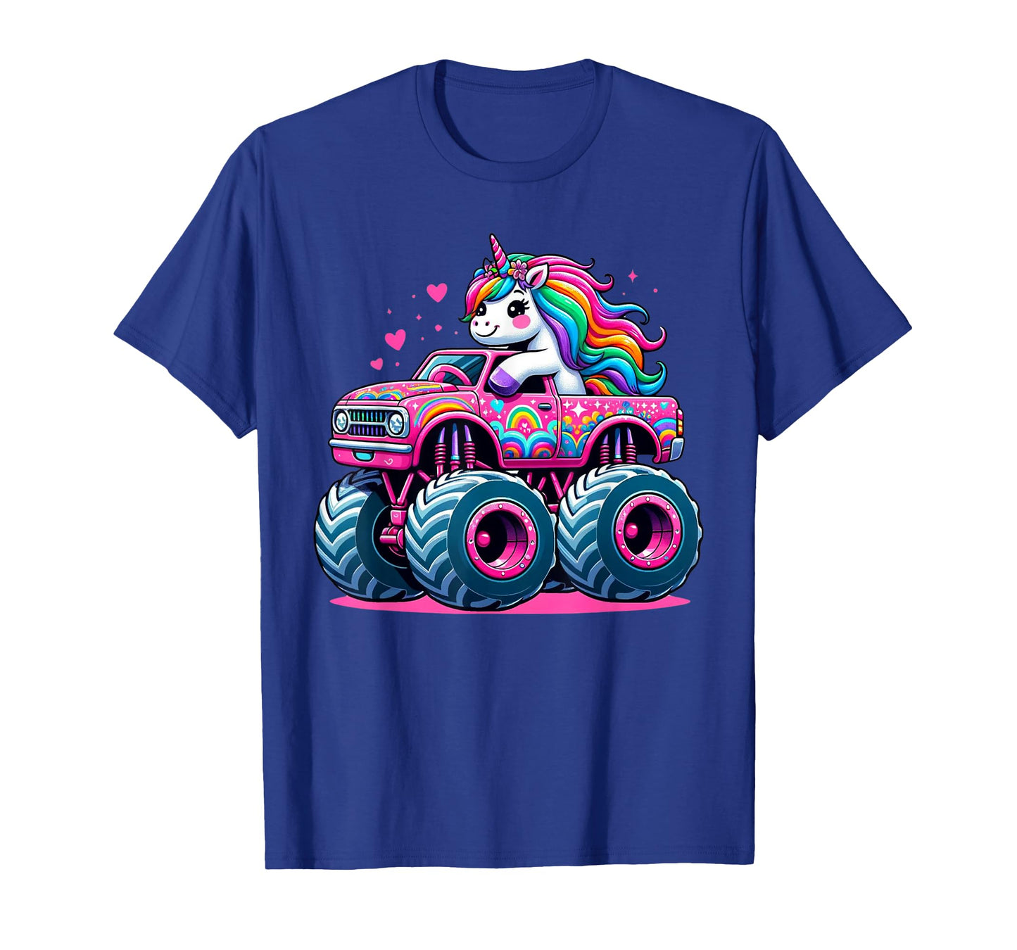 Funny Cute Unicorn Riding A Pink Monster Truck T-Shirt
