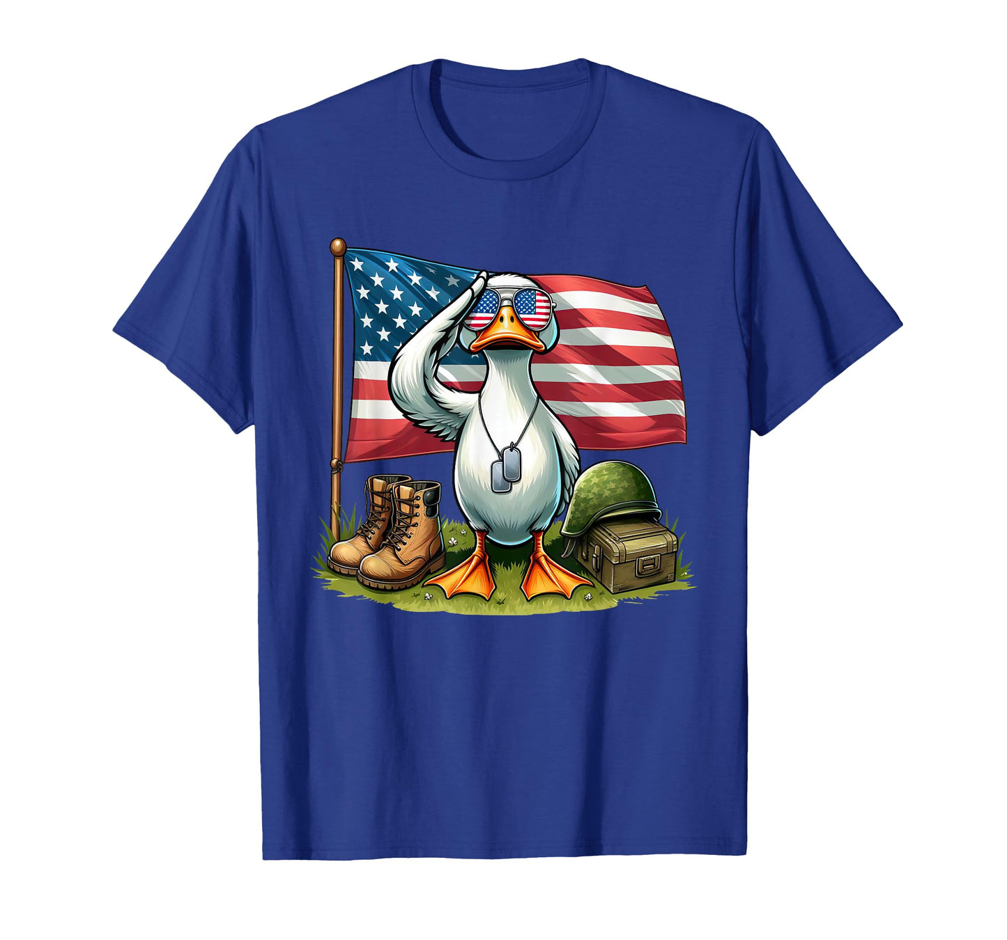 Salute Duck American USA Flag Memorial Day 4th of July Women Kids Men T-Shirt